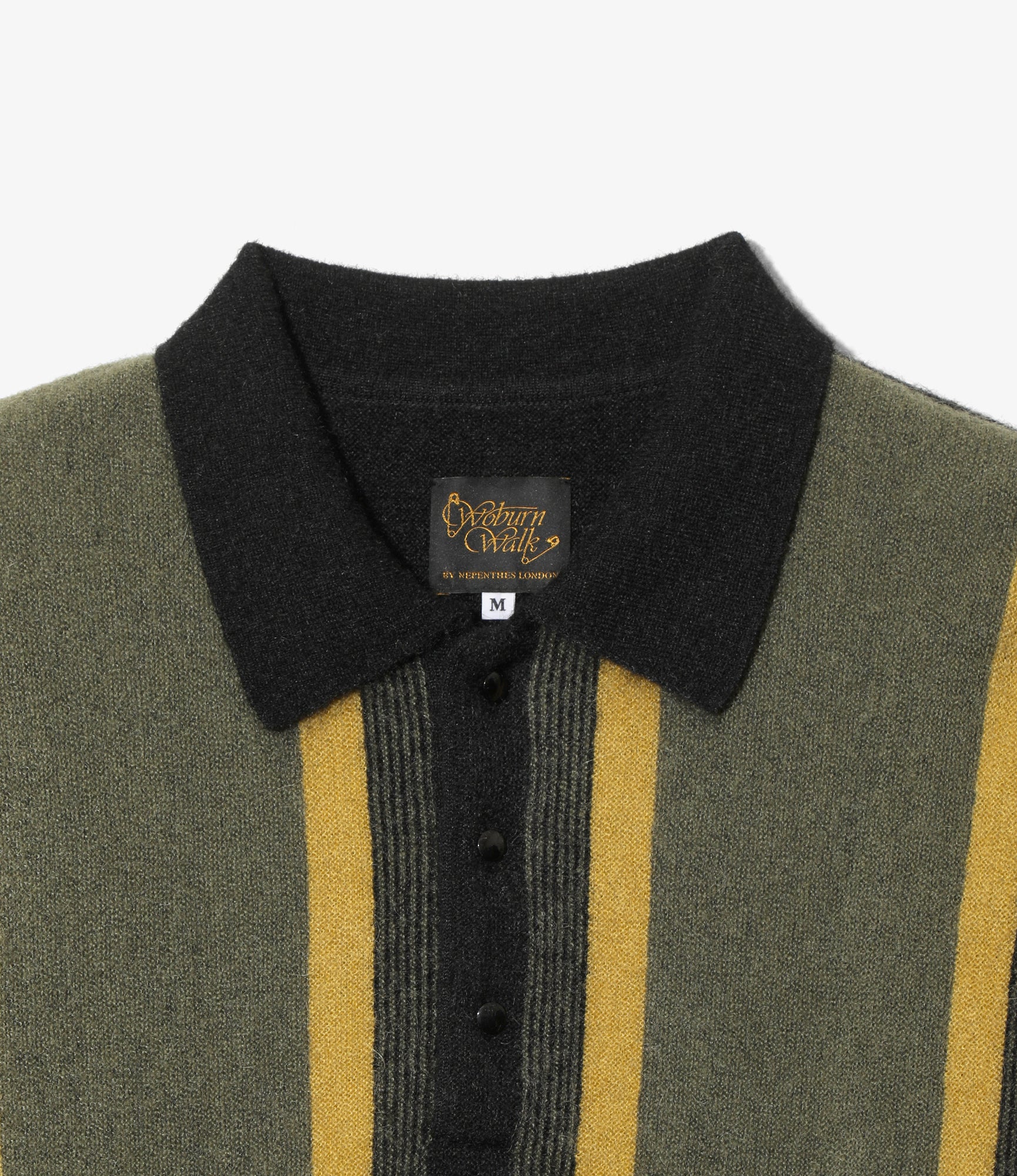 Knit Polo - Black - Crepe Stripe / Front Thick Stripe