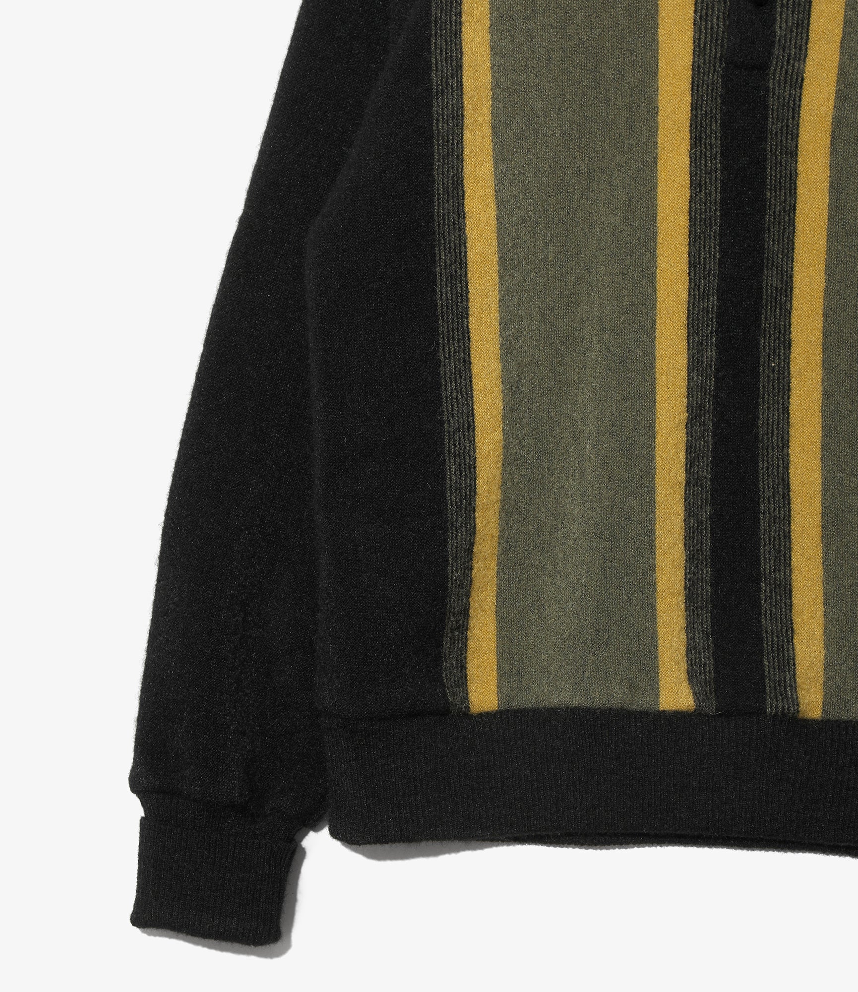 Knit Polo - Black - Crepe Stripe / Front Thick Stripe
