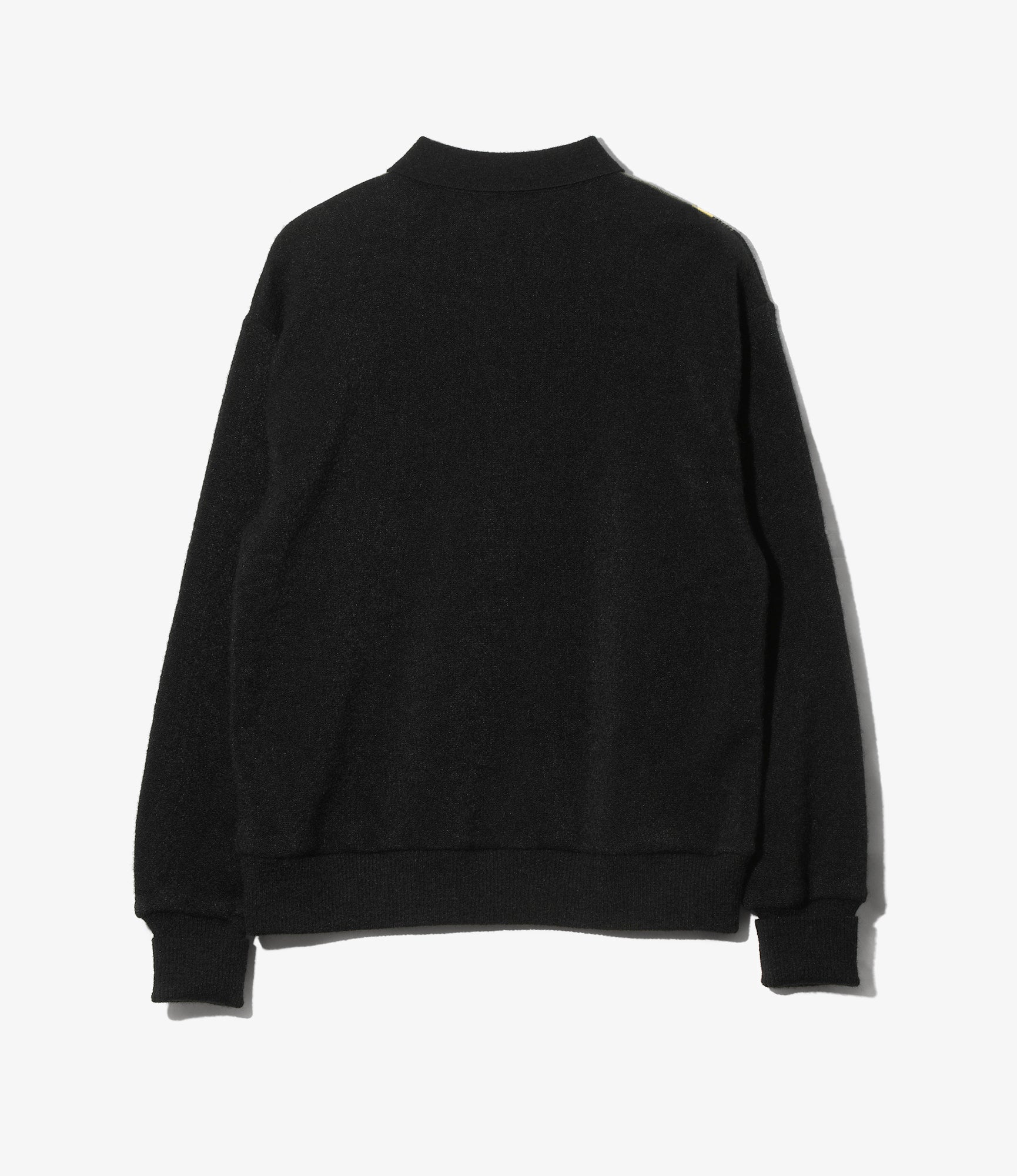 Knit Polo - Black - Crepe Stripe / Front Thick Stripe