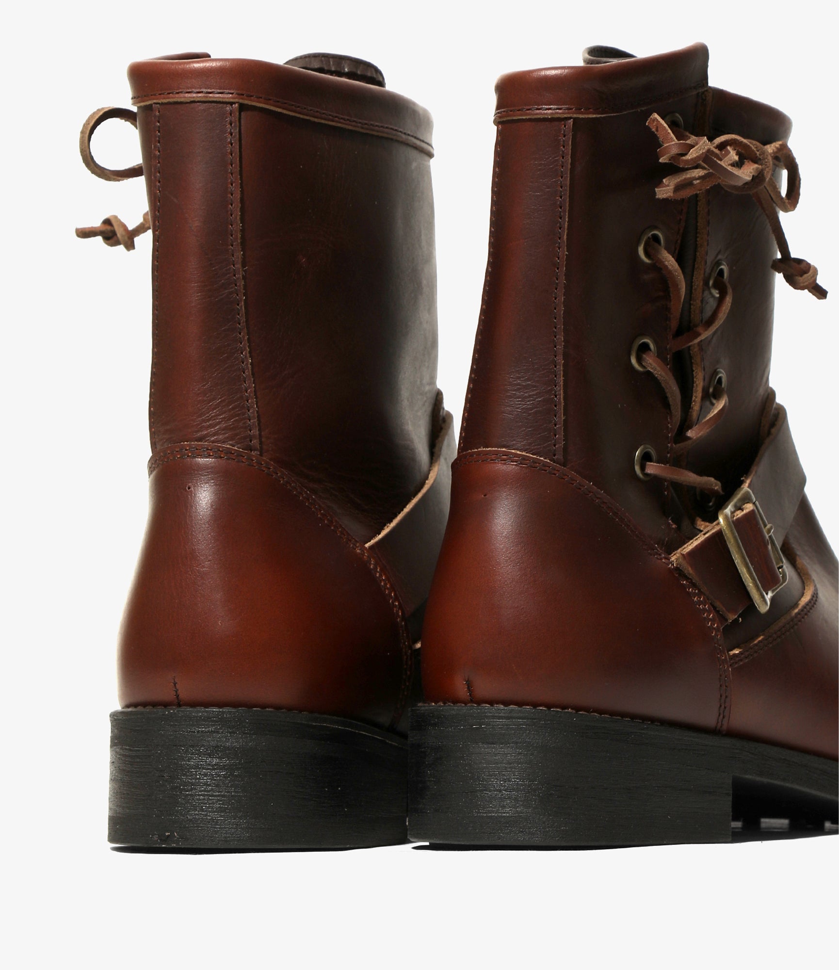 Side Lace Engineer Boots - Timber - Cowhide Leather