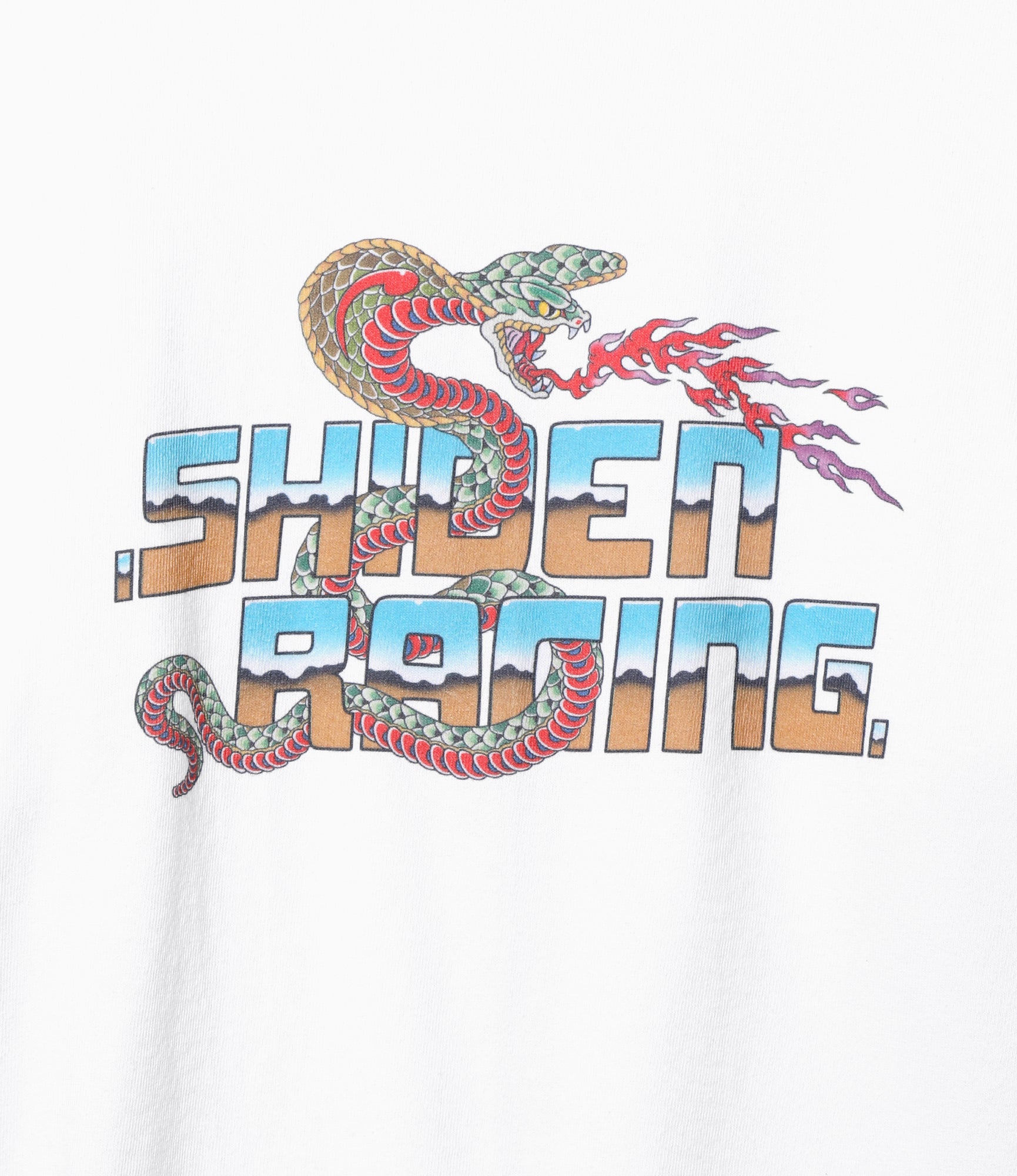 L/S Tee - White - Cobra Print