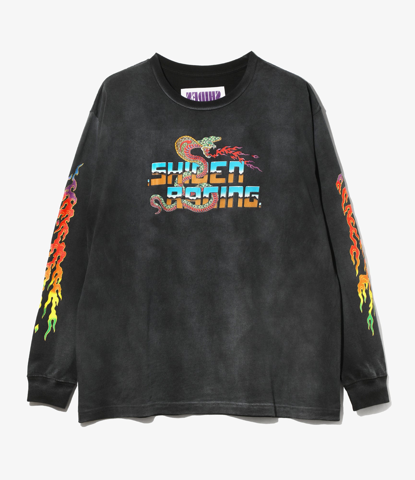 L/S Tee - Faded Black - Cobra Print