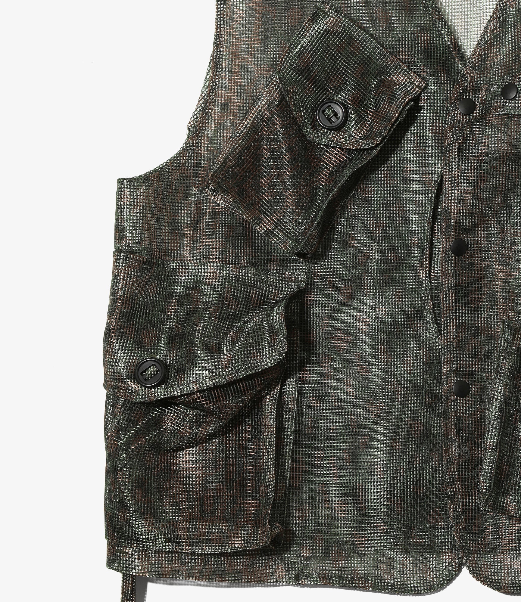 Bush Tenkara Vest - Green - Printed Heavyweight Mesh