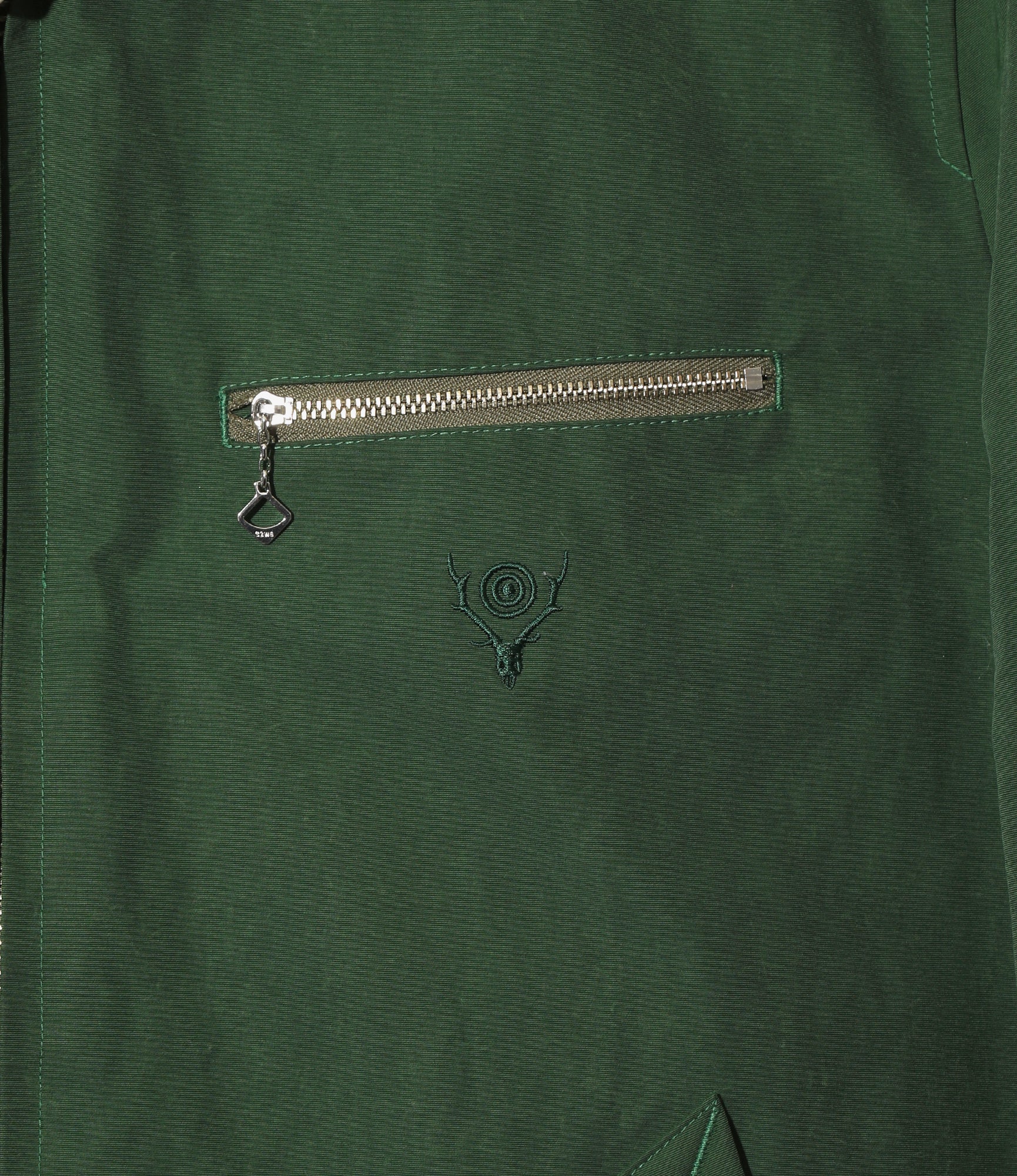 Rib Collar Quilted Coat - Green - C/N Grosgrain