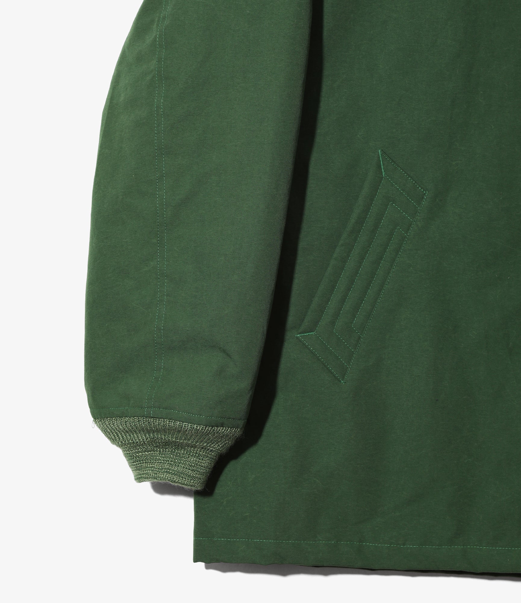Rib Collar Quilted Coat - Green - C/N Grosgrain