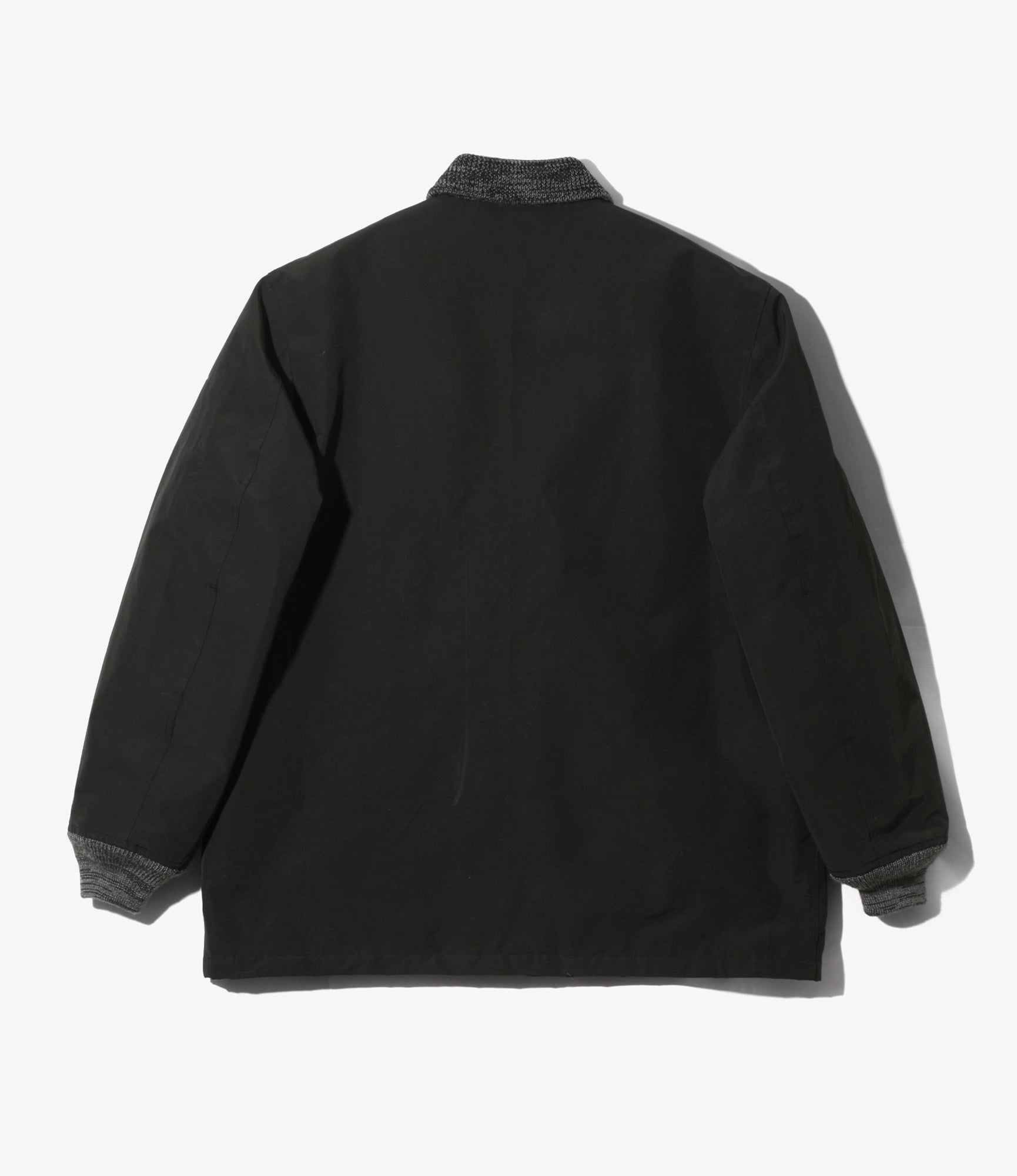 Rib Collar Quilted Coat - Black - C/N Grosgrain