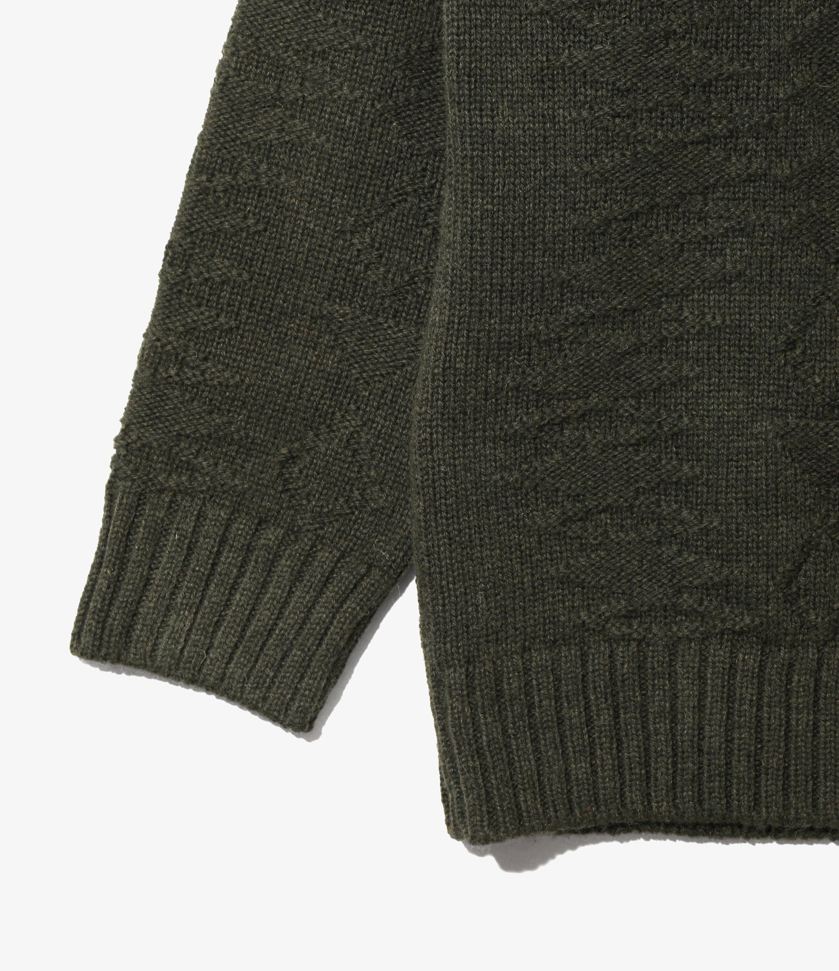 Fisherman Sweater - Olive - Native Pattern