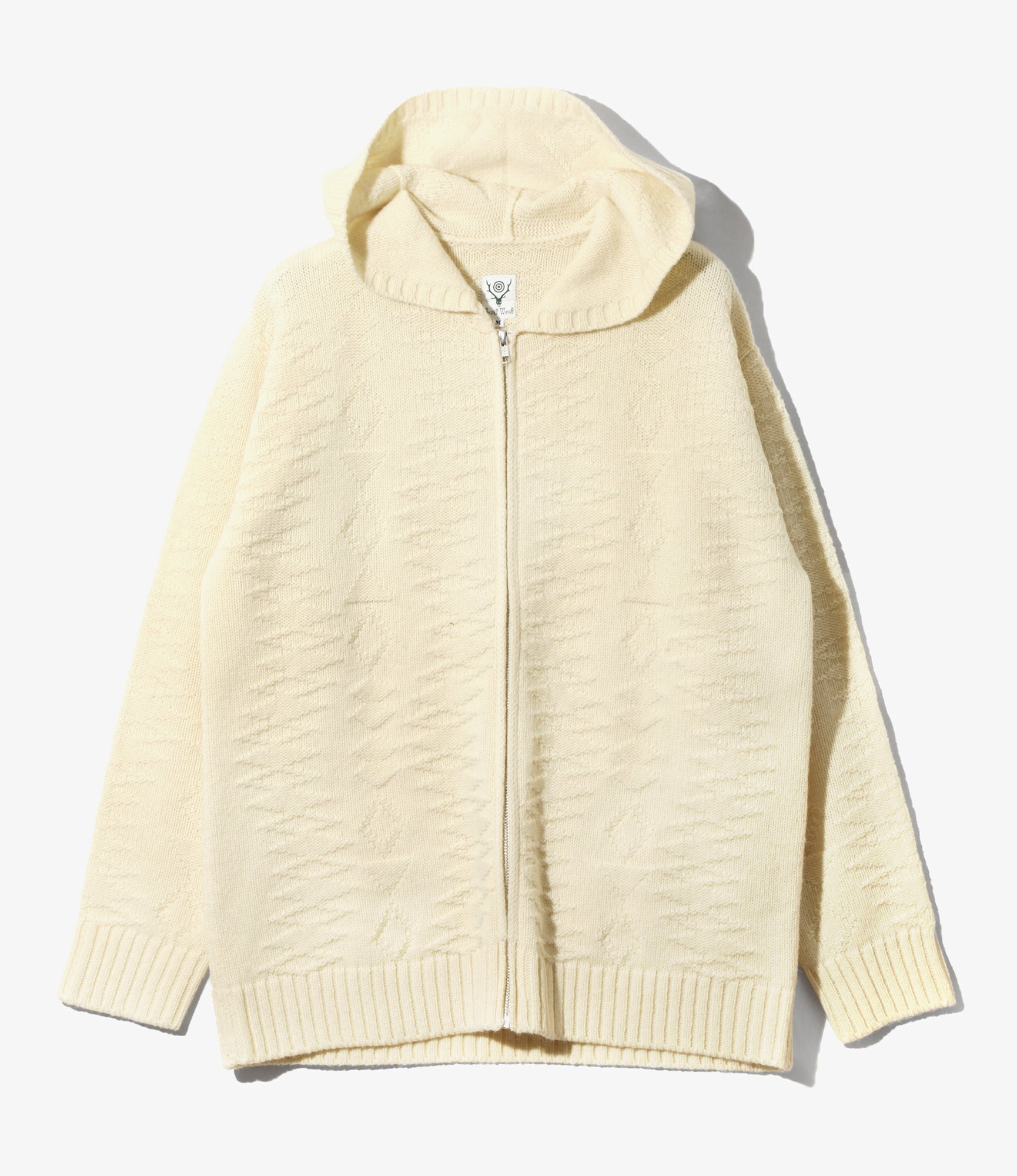 Fisherman Zipped Hoody - Natural - Native Pattern