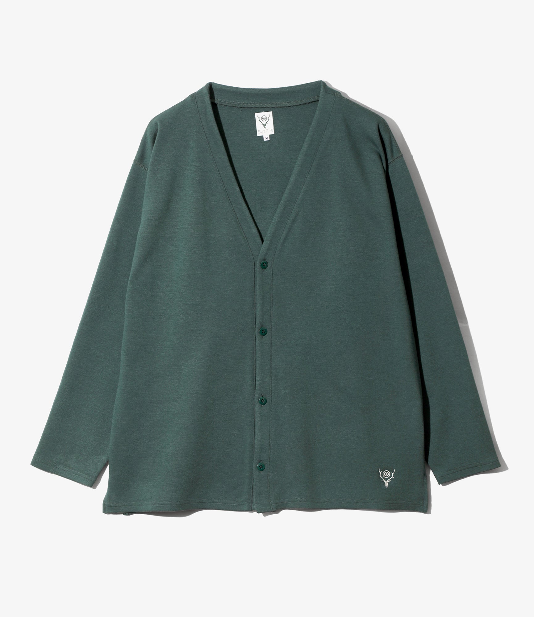 V Neck Cardigan - Green - Smooth Jersey