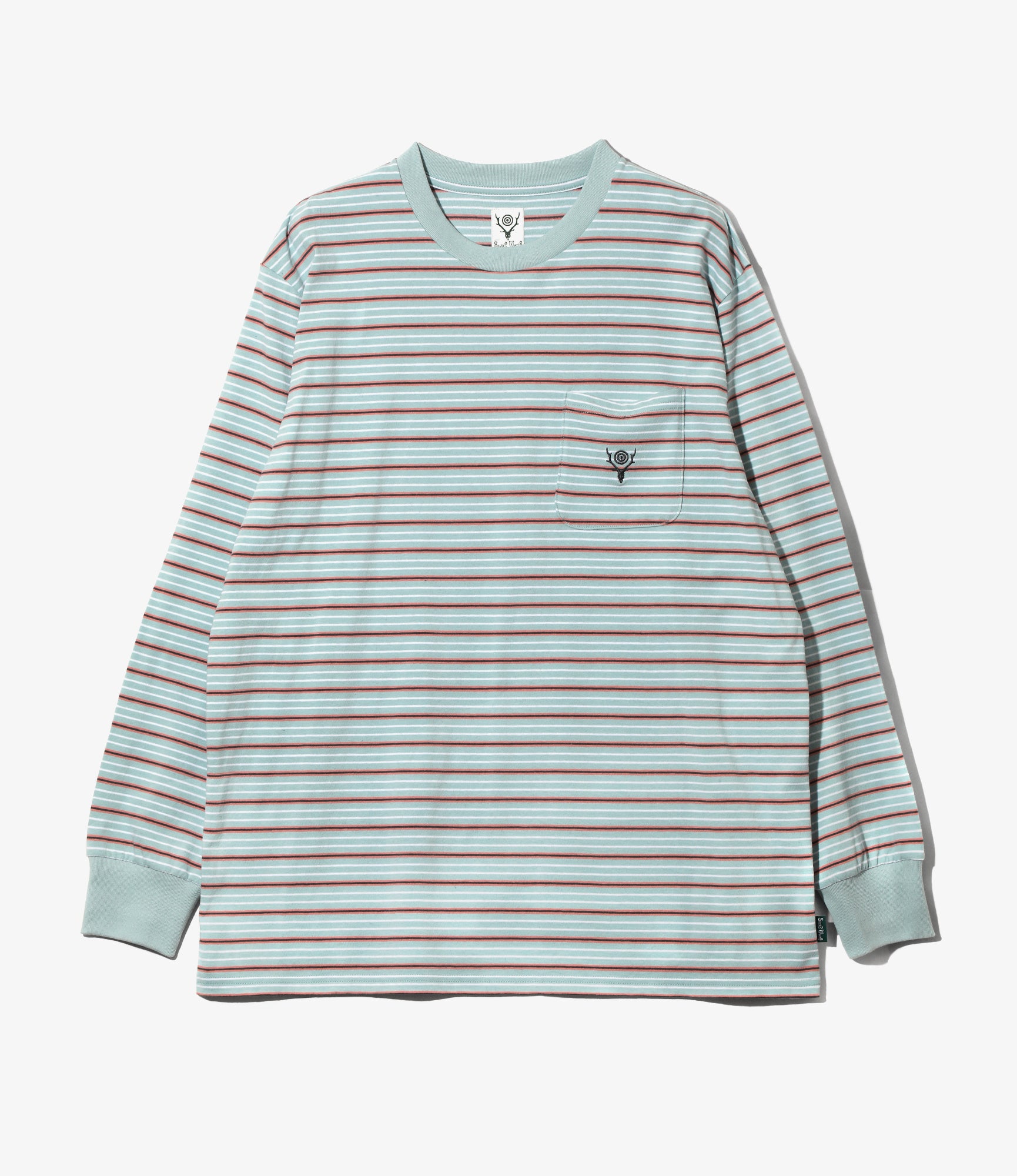 Women's L/S Round Pocket Tee - Blue - Multi Stripe