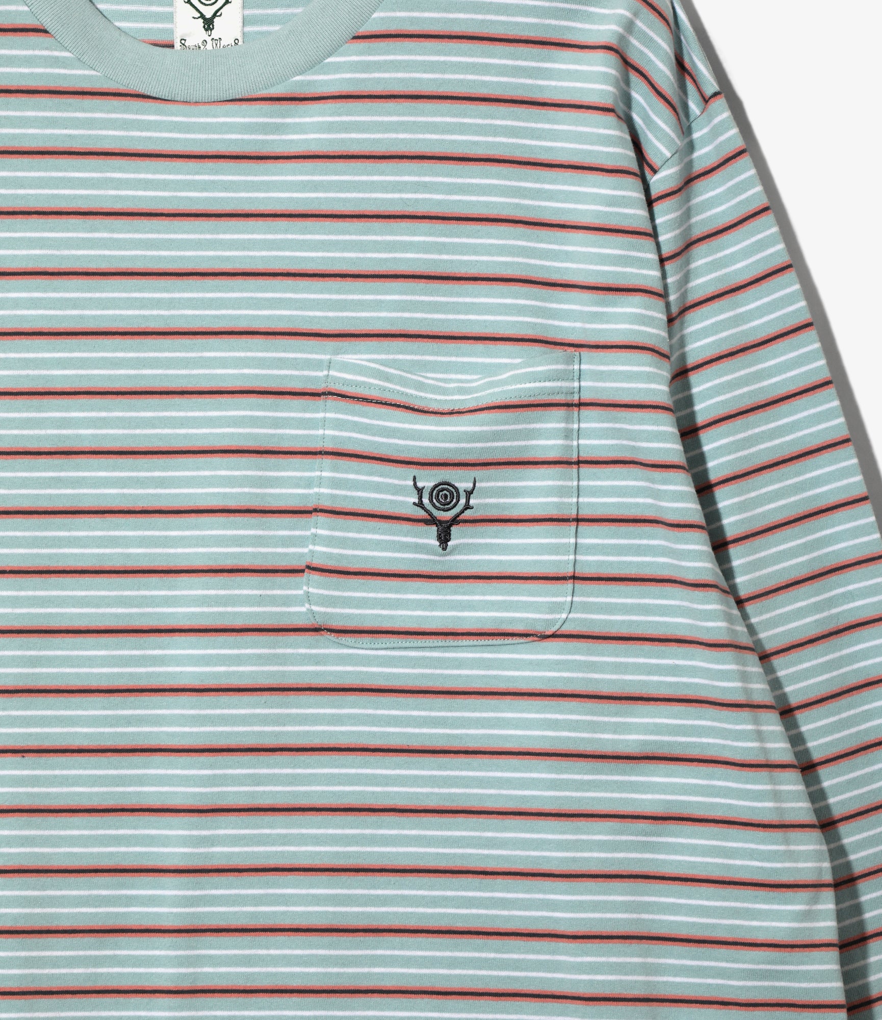 L/S Round Pocket Tee - Blue - Multi Stripe