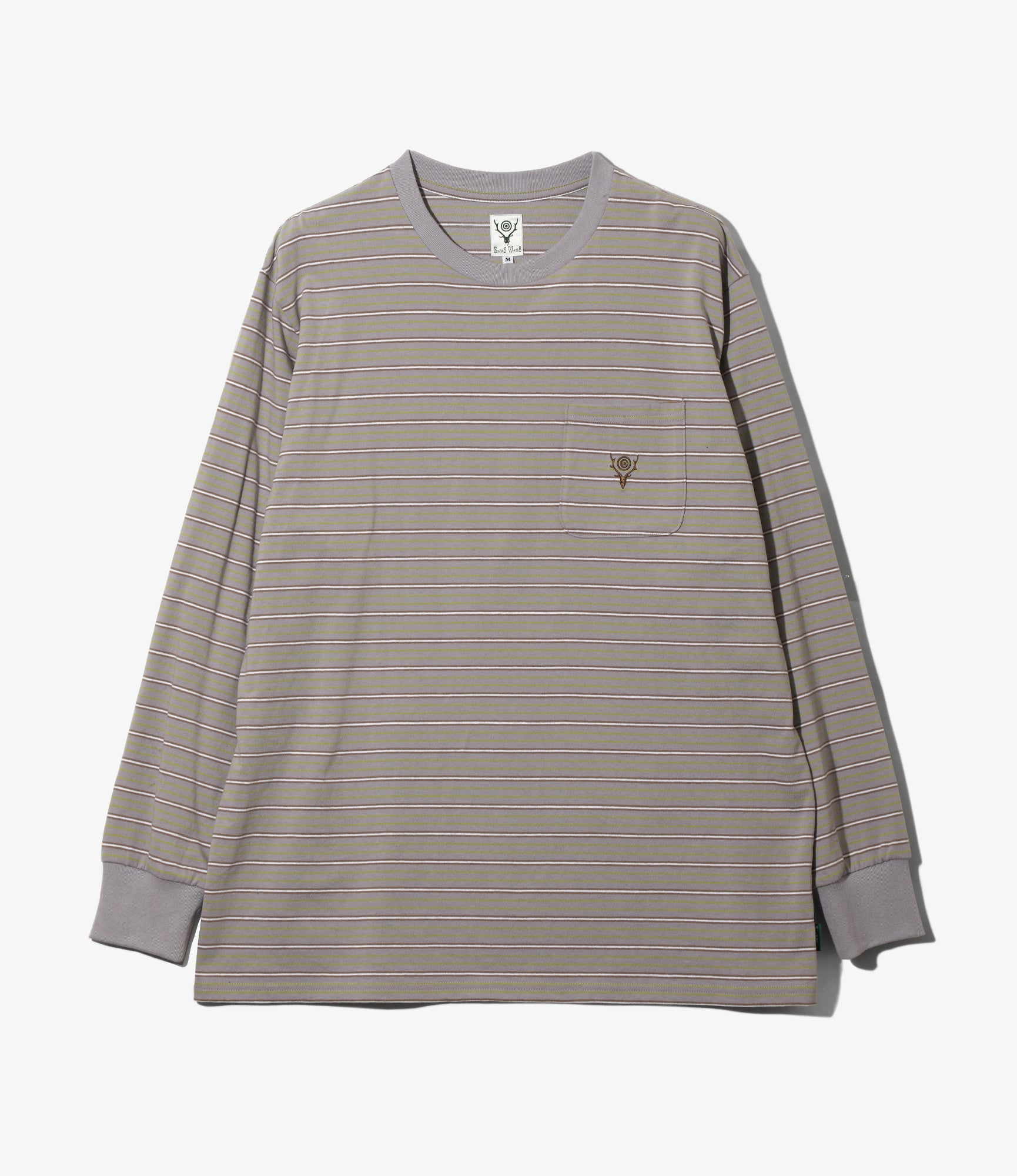 Women's L/S Round Pocket Tee - Lavender - Multi Stripe