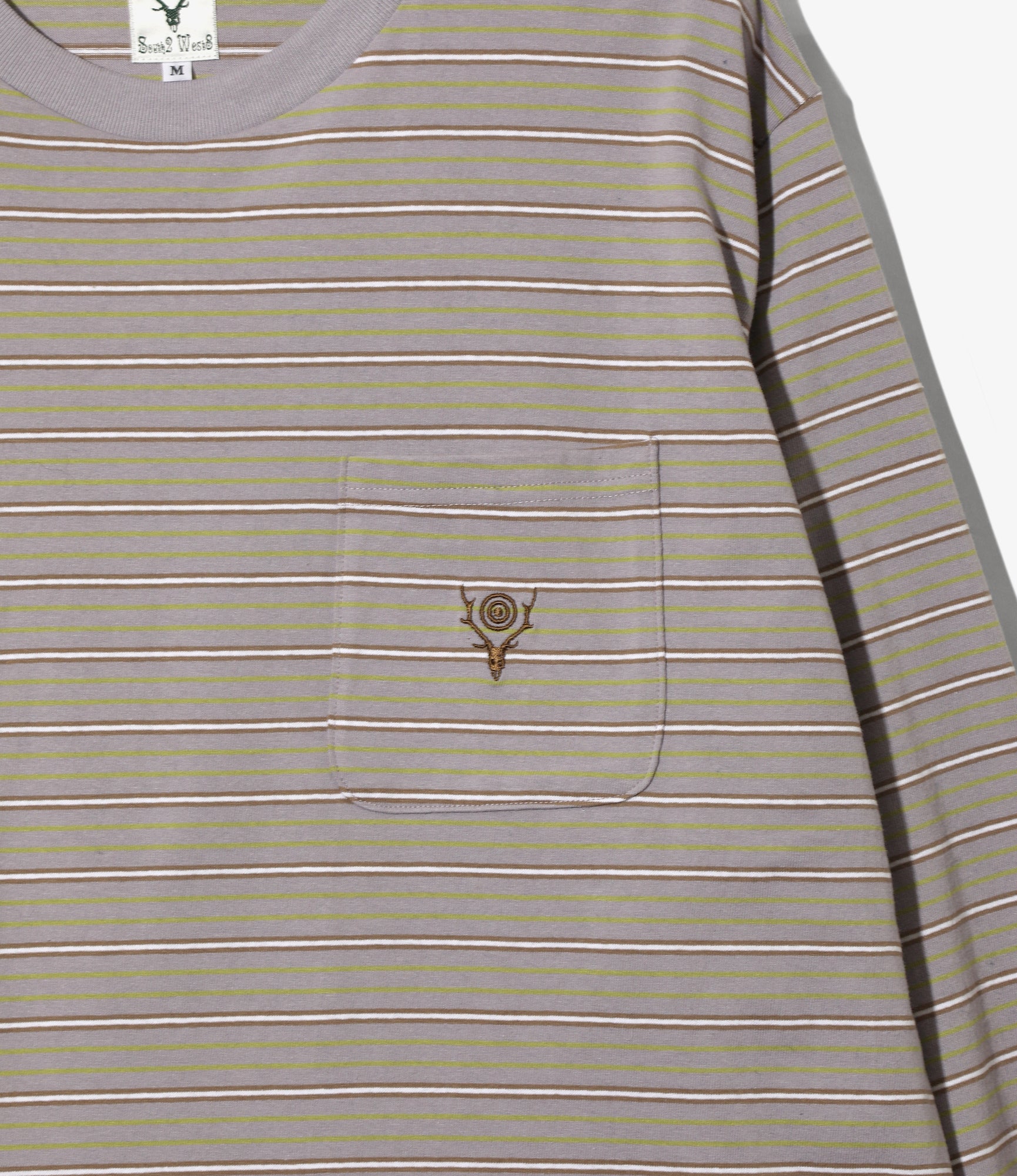 L/S Round Pocket Tee - Lavender - Multi Stripe