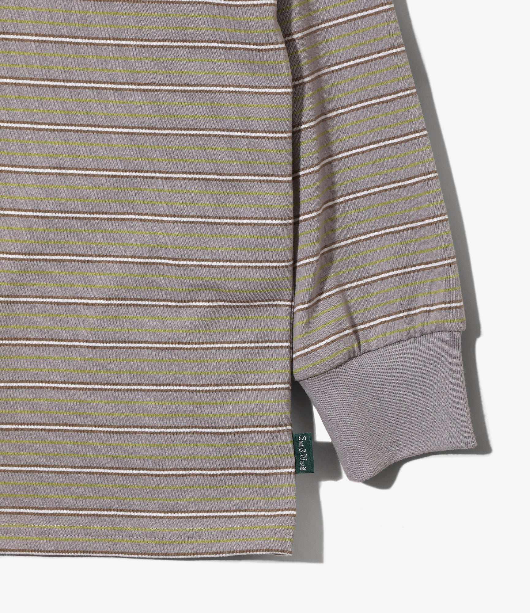 L/S Round Pocket Tee - Lavender - Multi Stripe