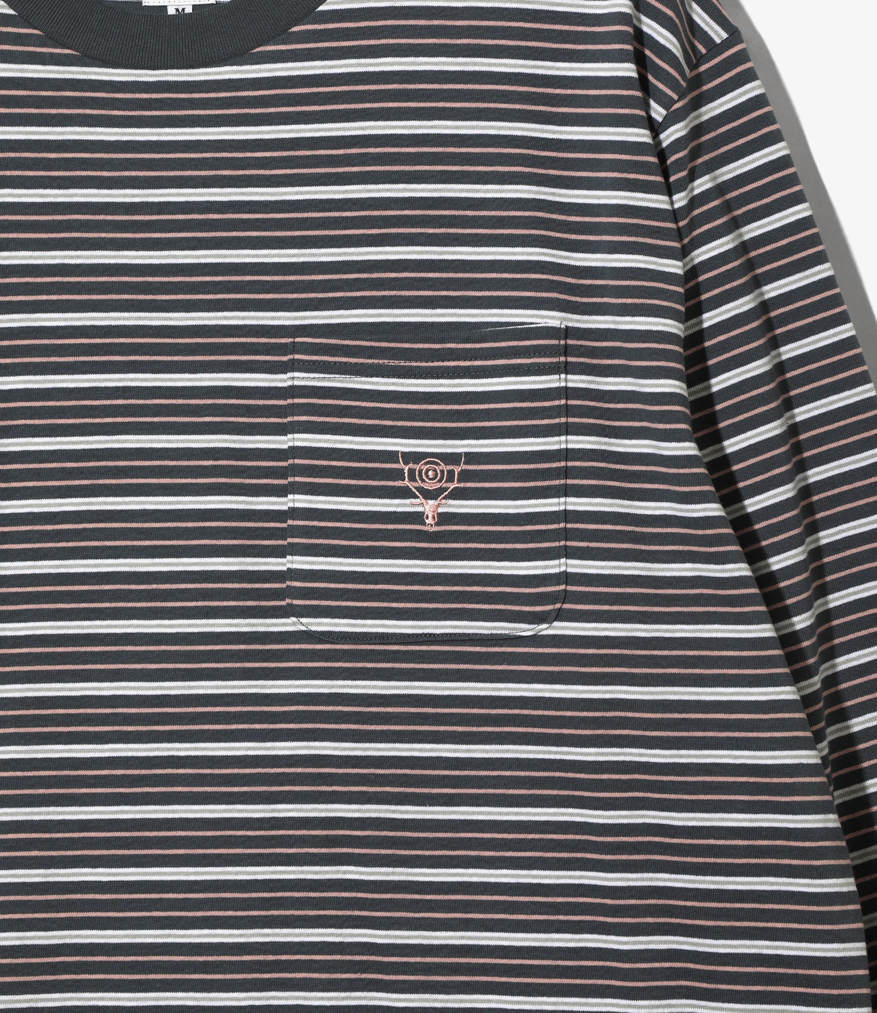 L/S Round Pocket Tee - Grey - Multi Stripe
