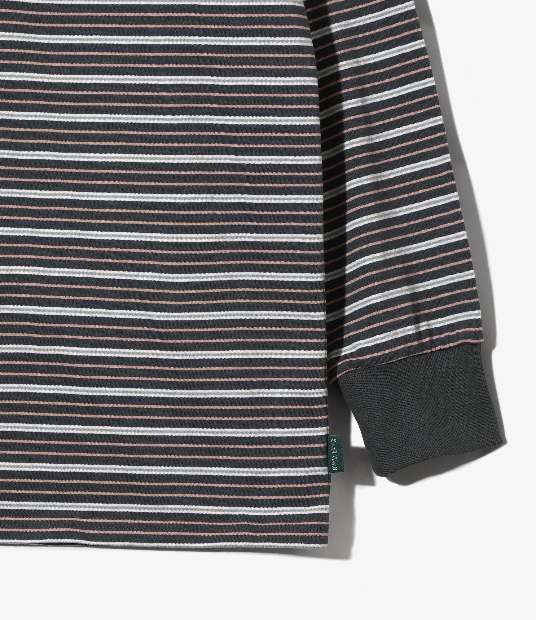 Women's L/S Round Pocket Tee - Grey - Multi Stripe