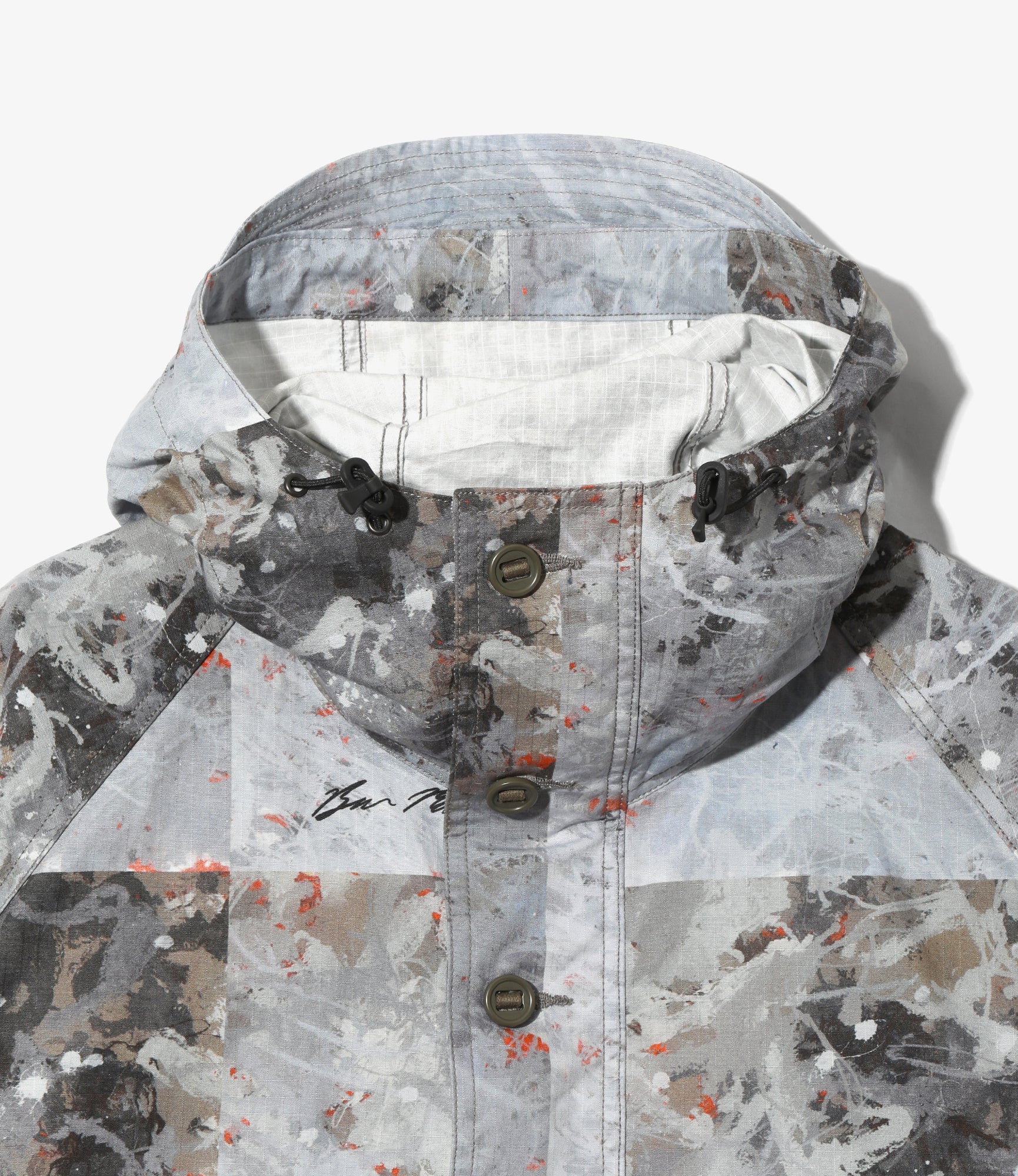 South2 West8 x Ben Miller Military Smoc - Grey - Printed Cotton Ripstop