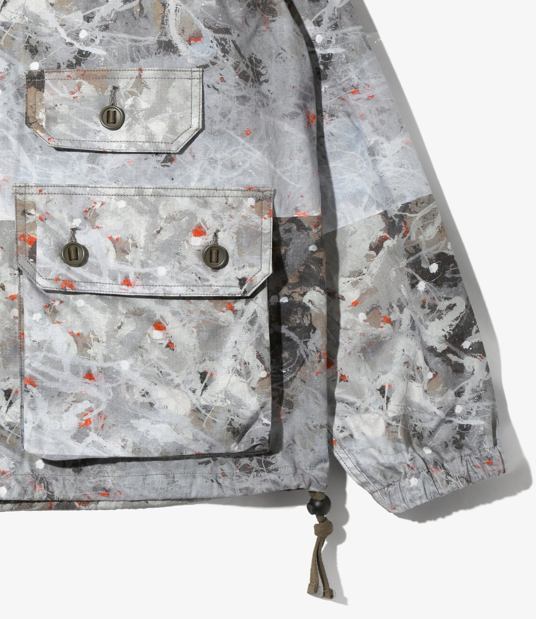 South2 West8 x Ben Miller Military Smoc - Grey - Printed Cotton Ripstop
