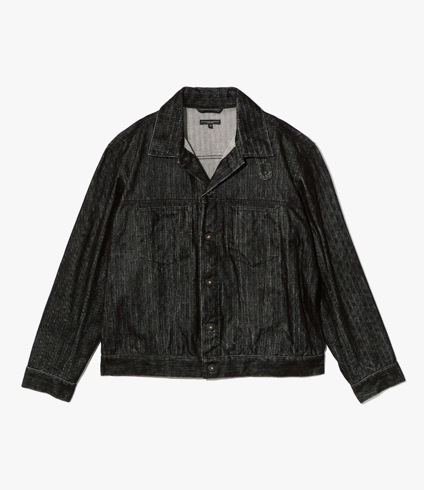 Type 5 Jean Jacket - Black Cotton Flocking Herringbone