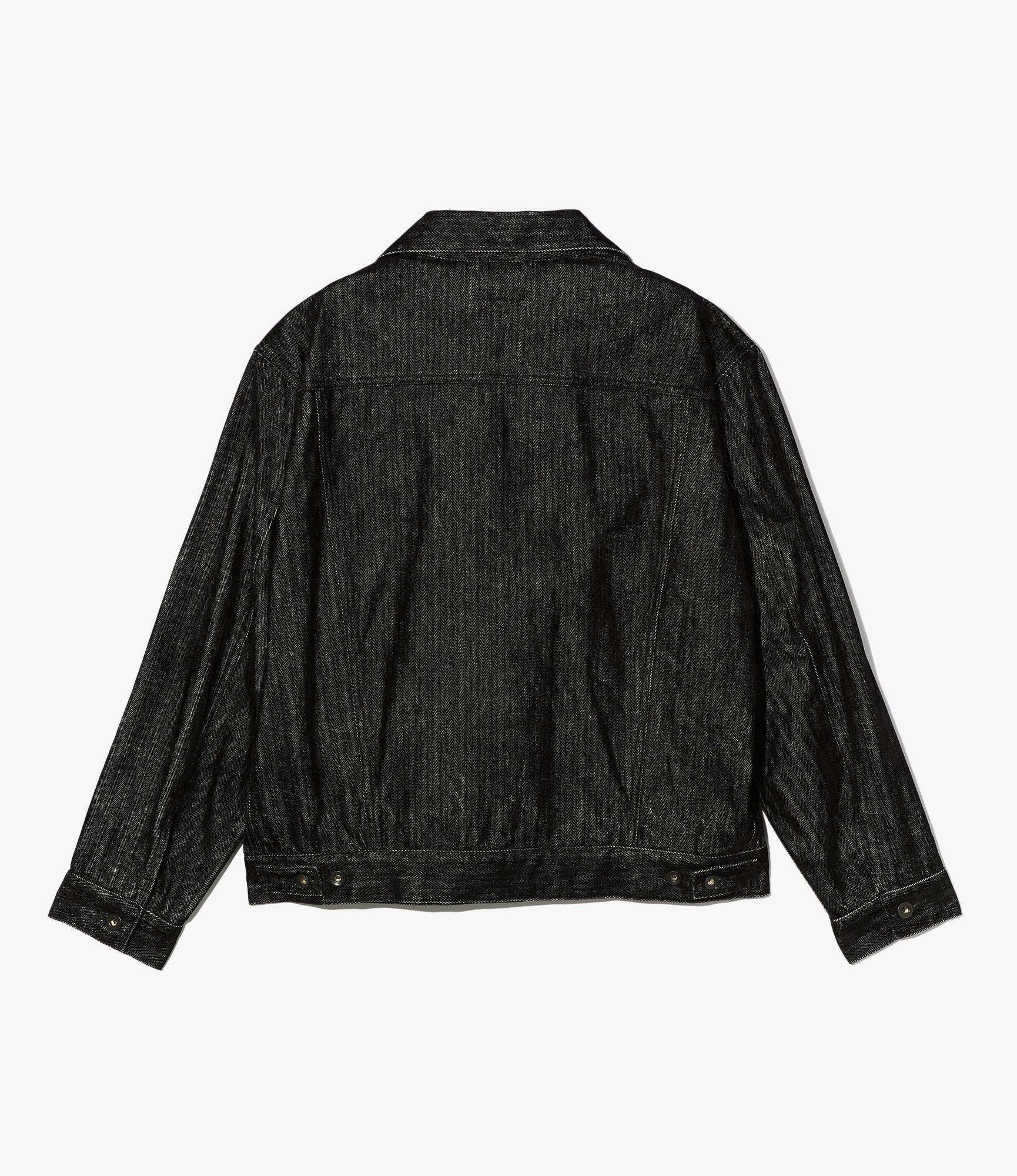 Type 5 Jean Jacket - Black Cotton Flocking Herringbone