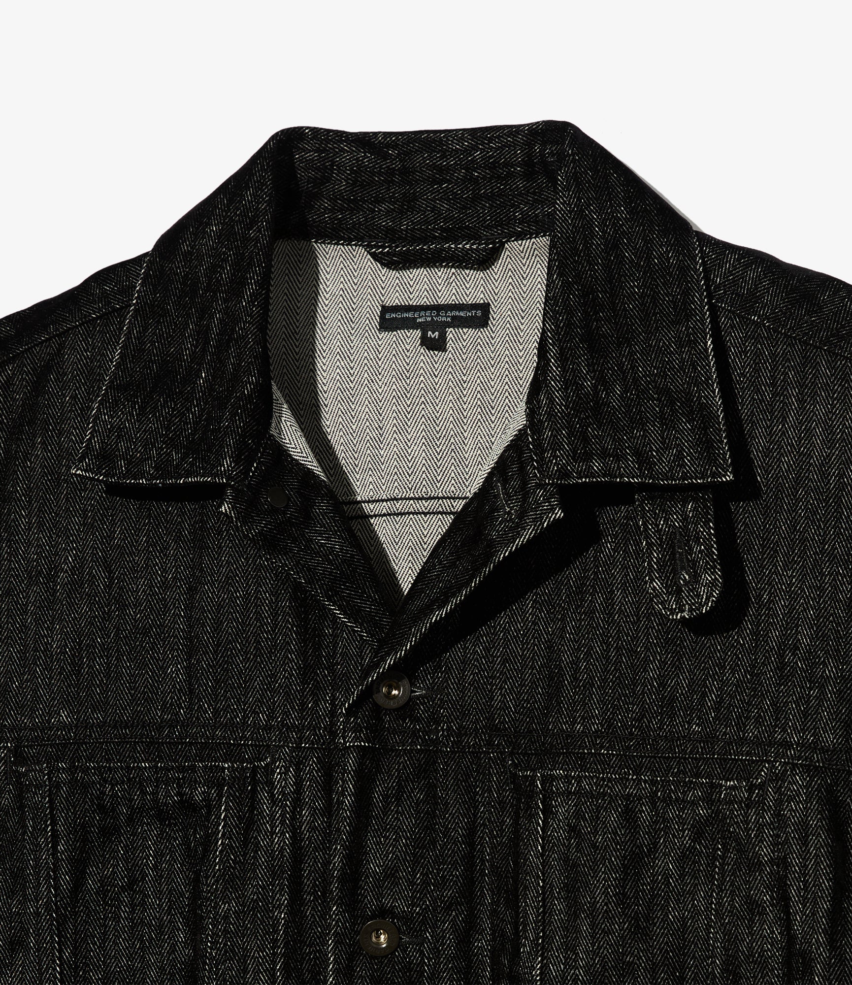 Type 5 Jean Jacket - Black Cotton Flocking Herringbone