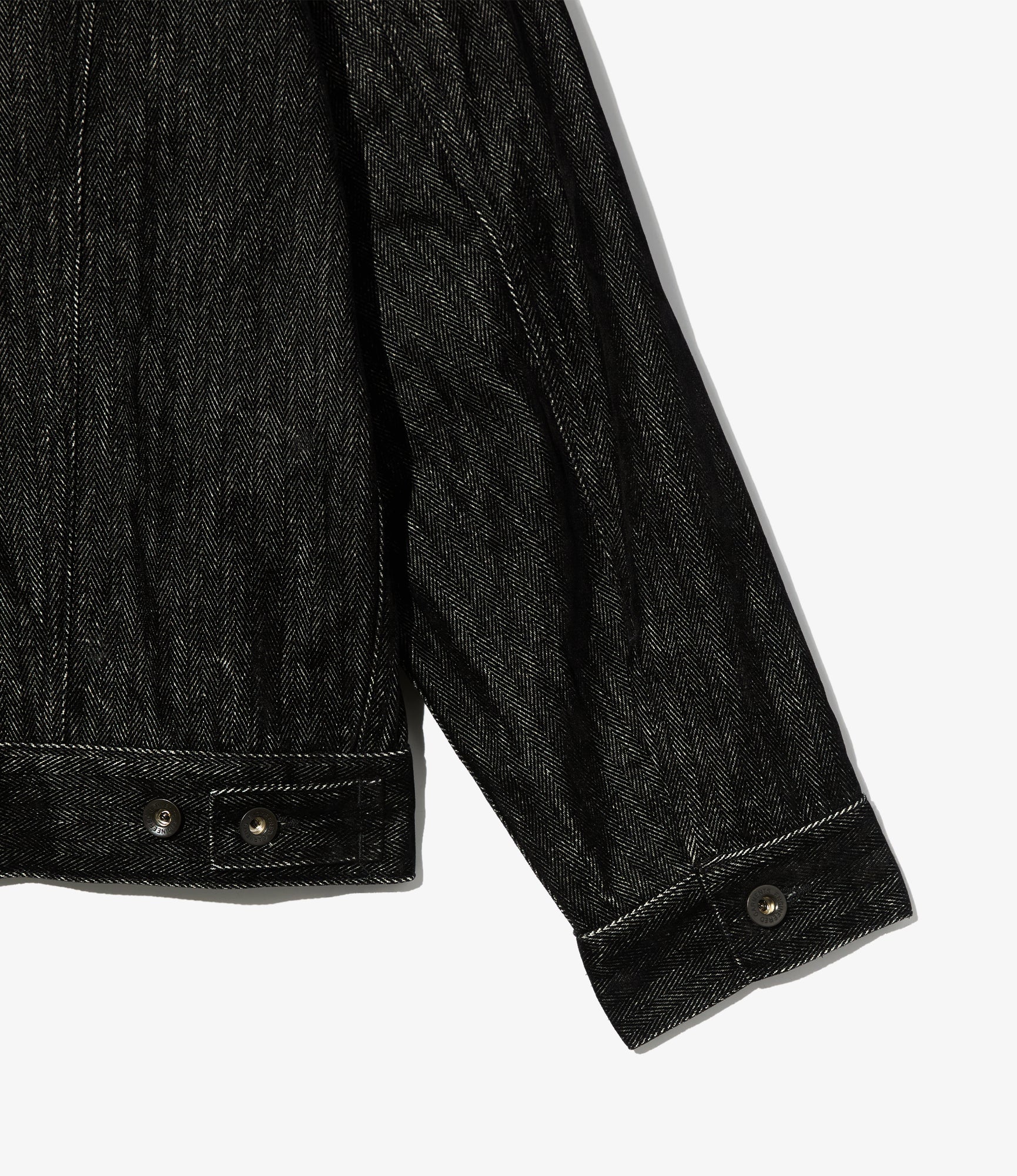 Type 5 Jean Jacket - Black Cotton Flocking Herringbone