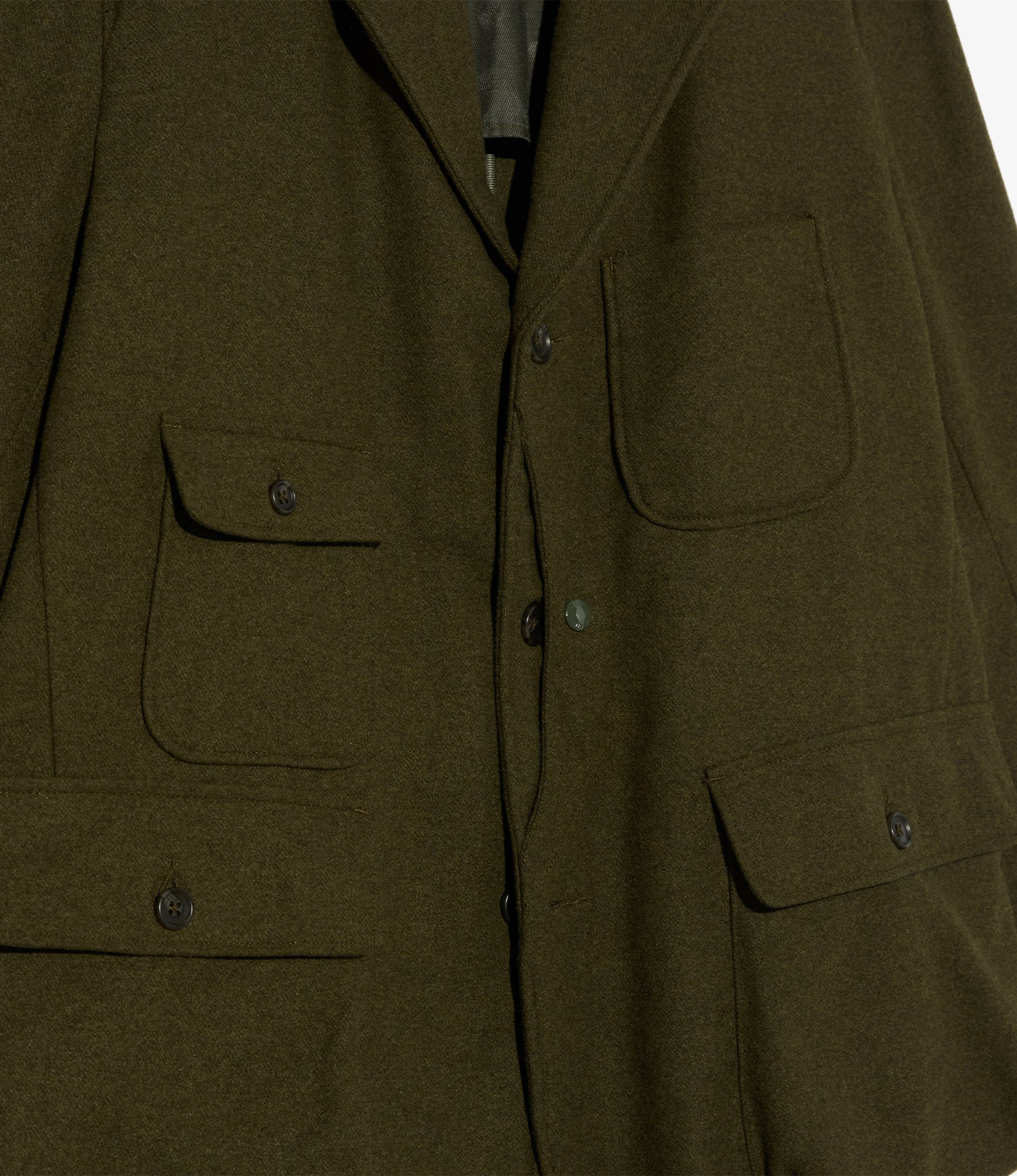Upland Jacket - Olive Poly Wool Heavy Flannel