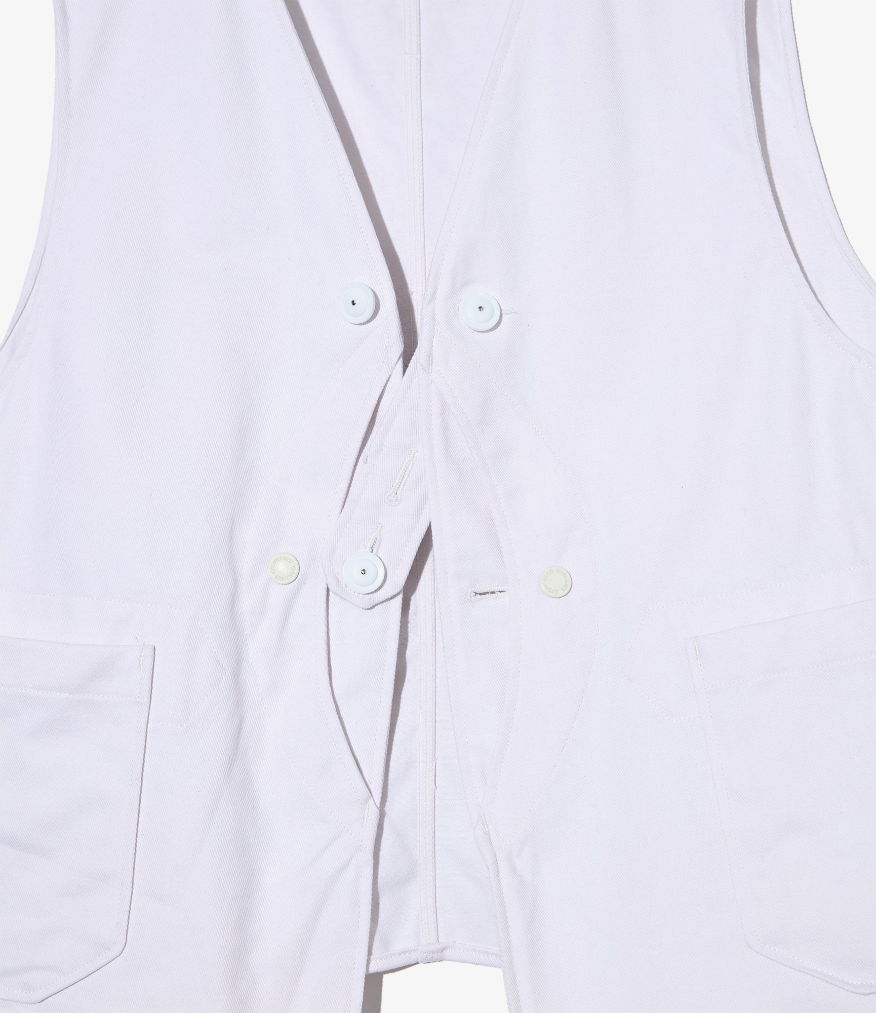 Upland Vest - White Cotton Heavy Twill