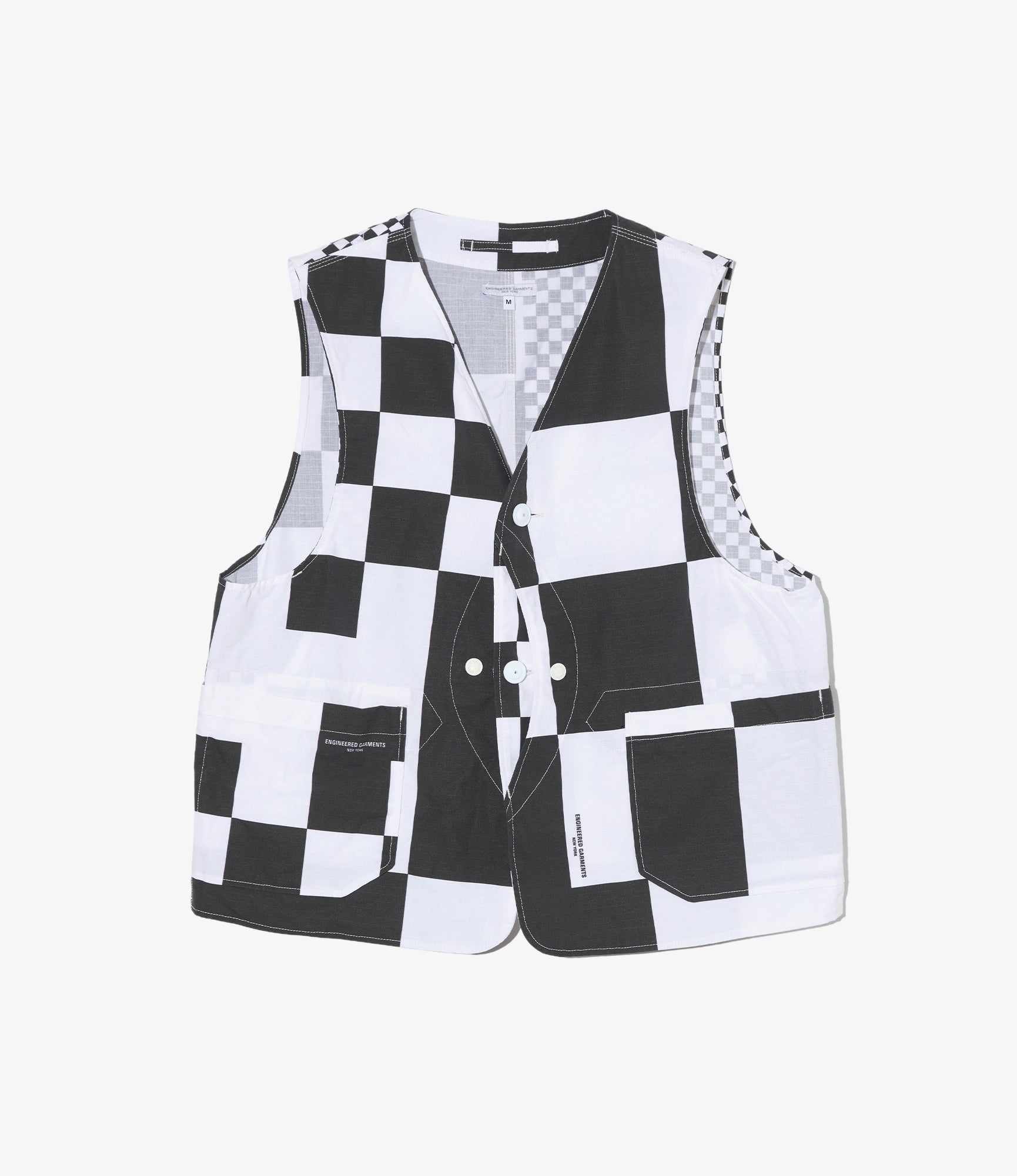 Engineered Garments - Upland Vest - White/Black Checker Print