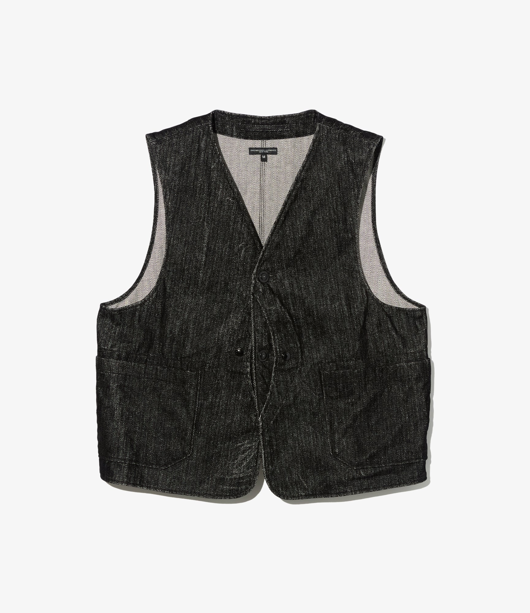 Upland Vest - Black Cotton Flocking Herringbone