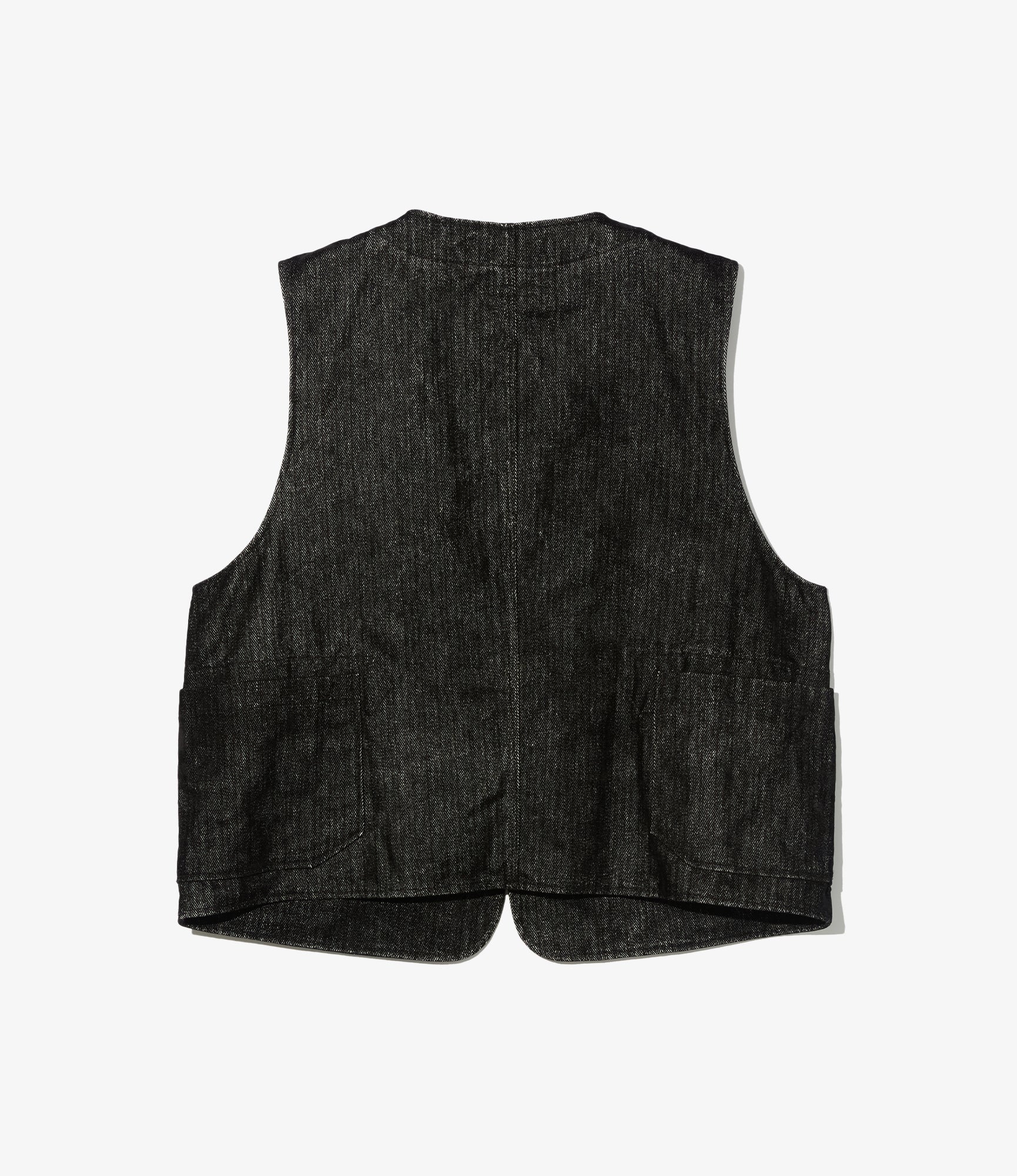 Upland Vest - Black Cotton Flocking Herringbone