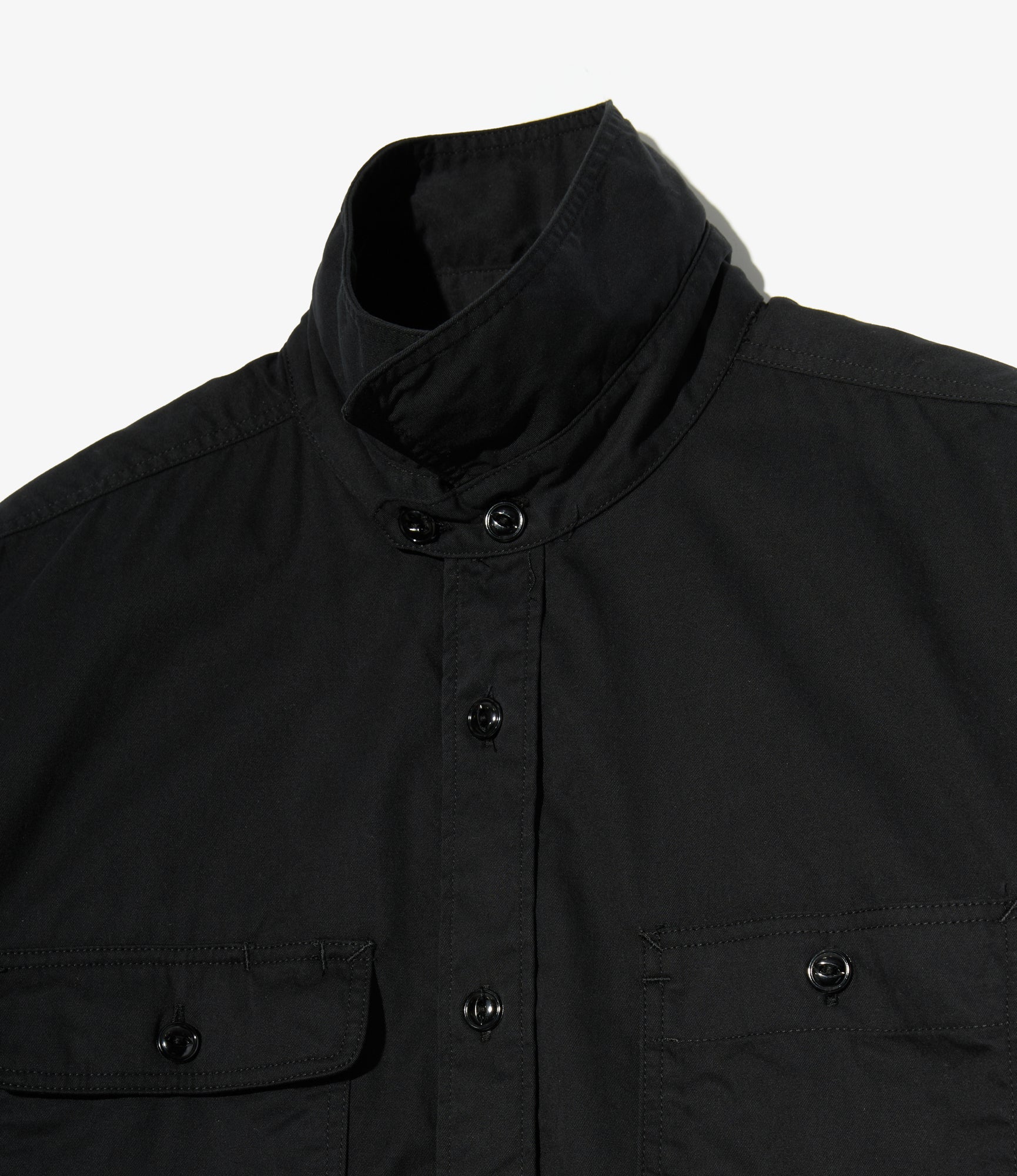 Utility Shirt - Black Cotton Micro Sanded Twill