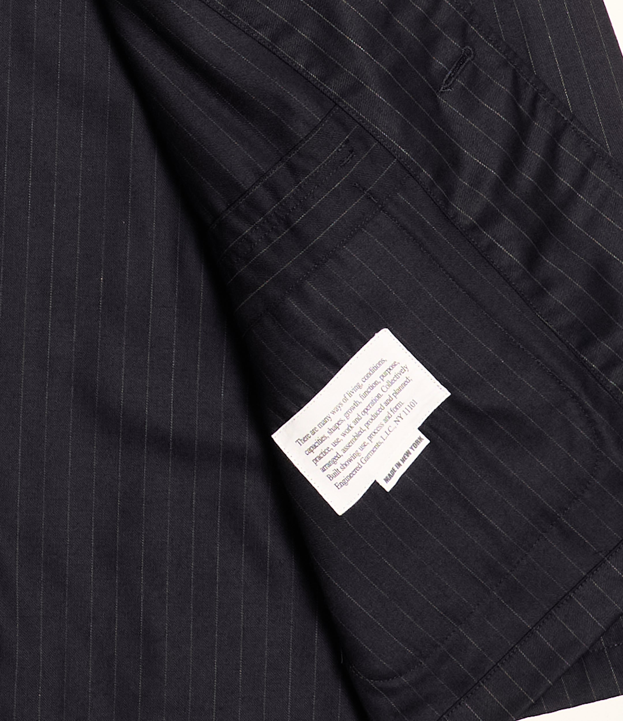 Loiter Jacket - Nepenthes Sp. - Dk. Navy Chalk Stripe Worsted Wool