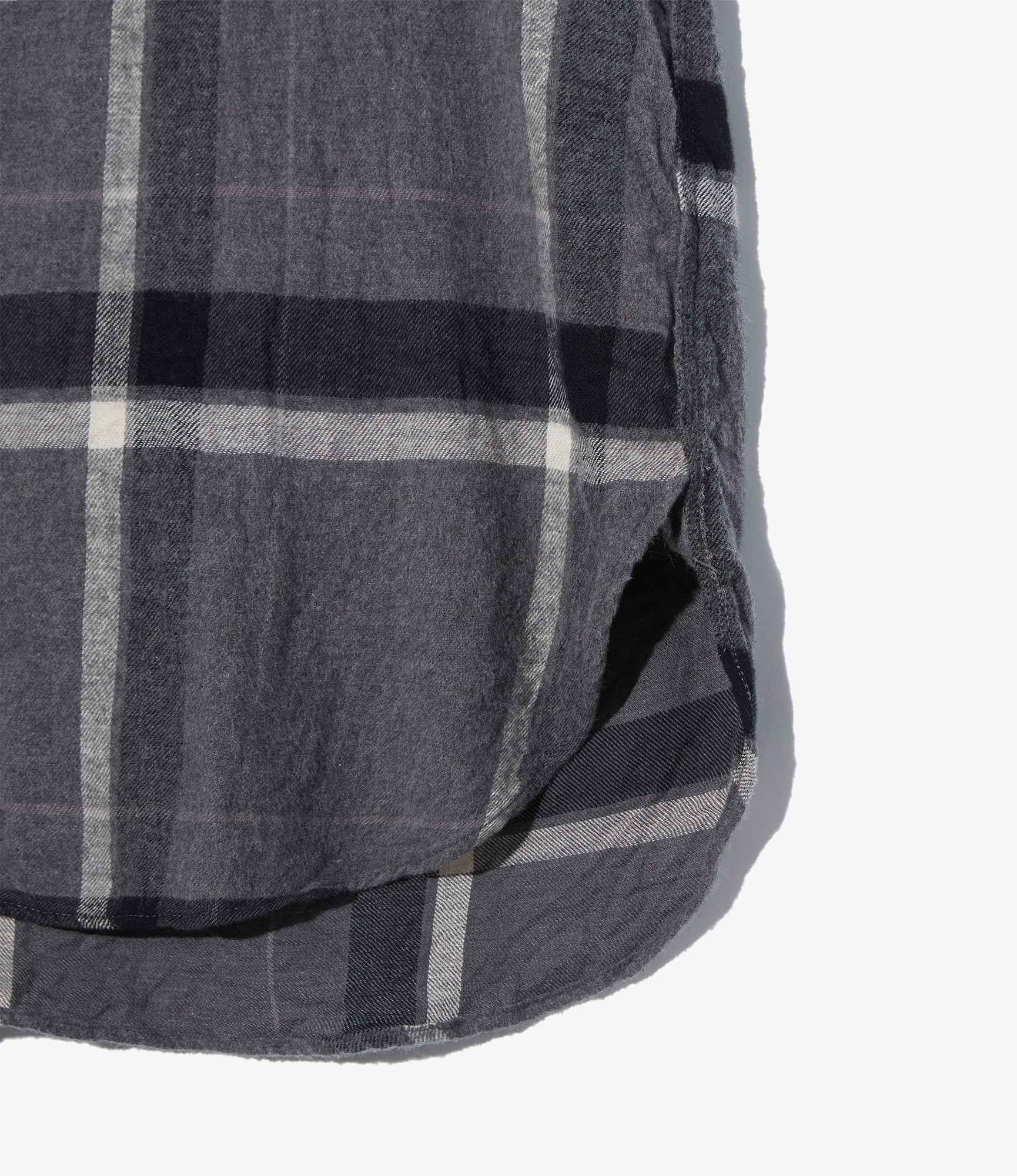 Work Shirt - Grey/Black Cotton Brushed Big Plaid