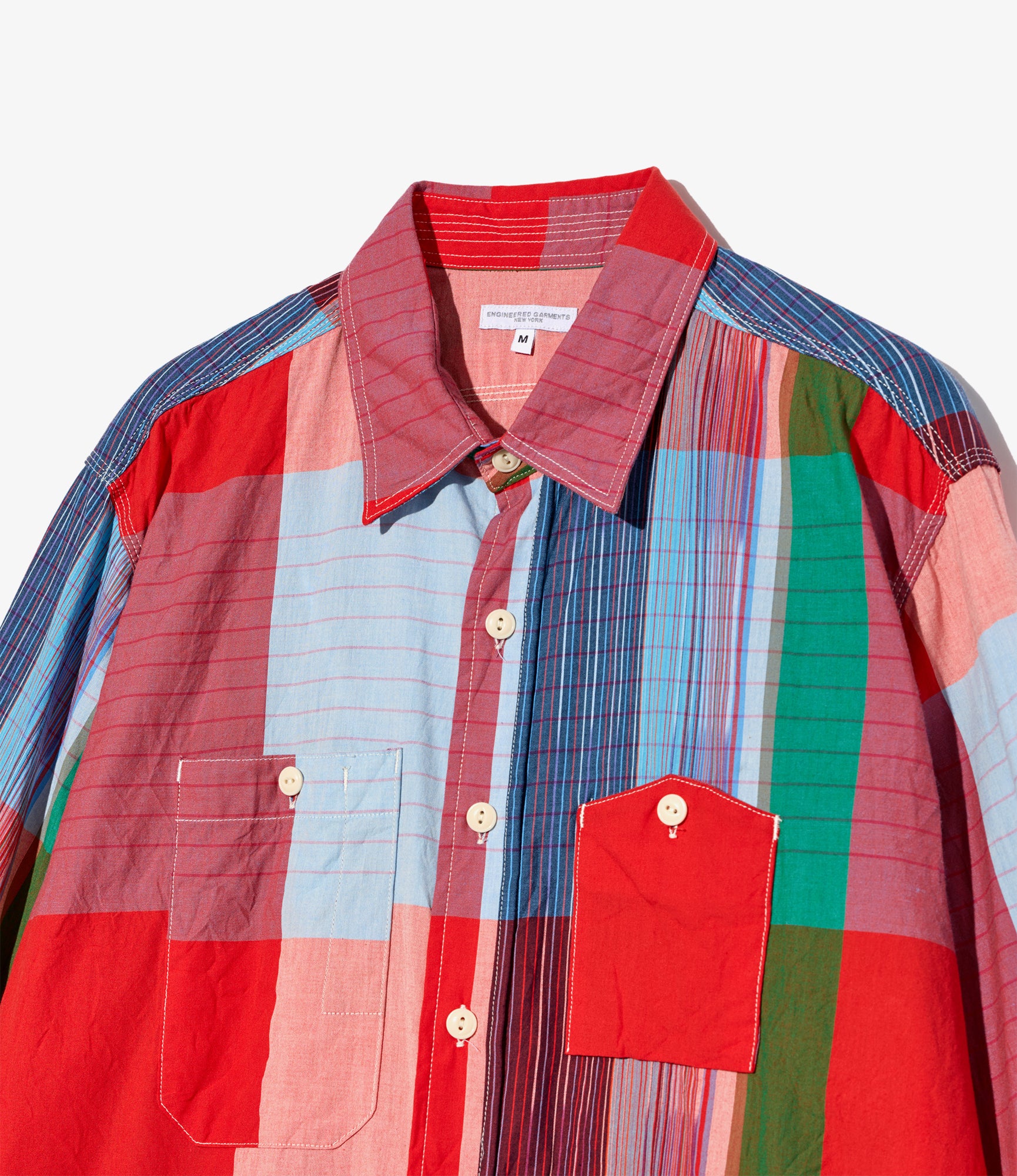 Work Shirt - Red Cotton Big Madras Plaid