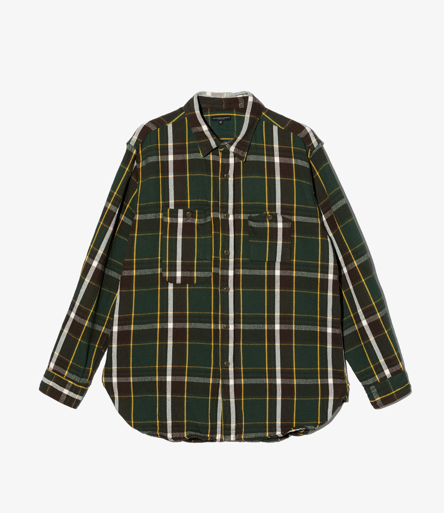 Work Shirt - Olive/Brown Cotton Heavy Twill Plaid