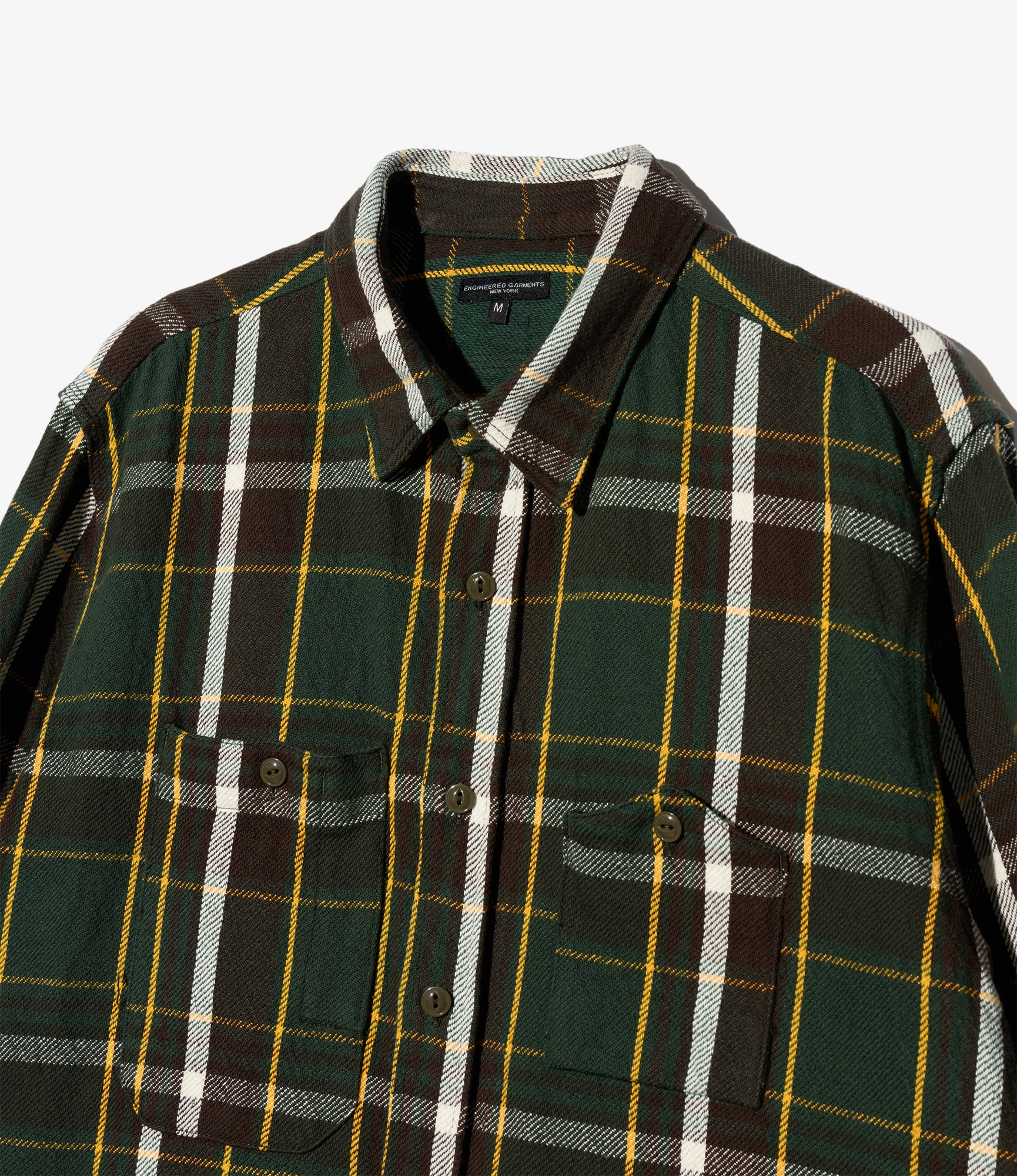 Work Shirt - Olive/Brown Cotton Heavy Twill Plaid