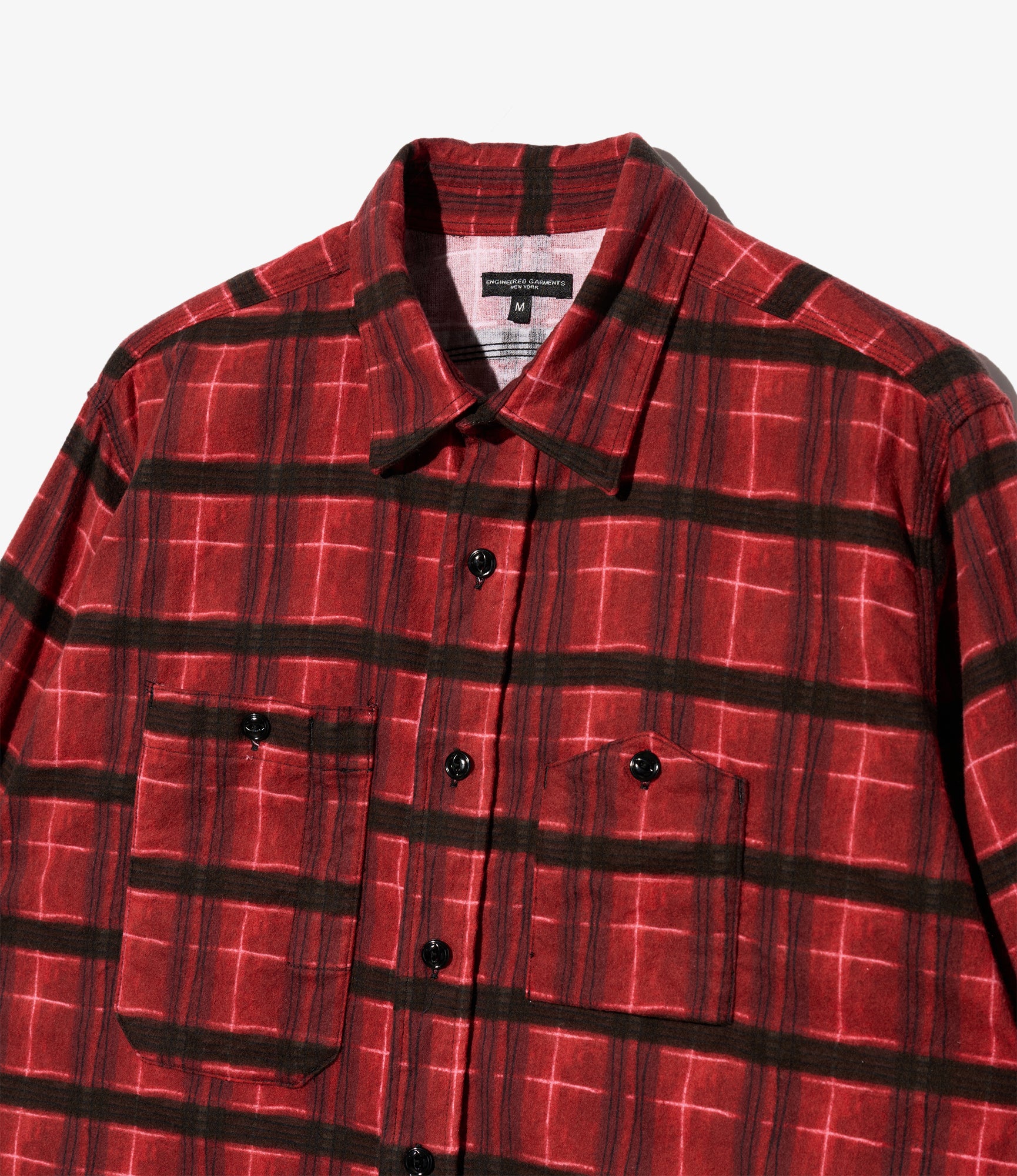Work Shirt - Red/Black Cotton Printed Plaid Flannel