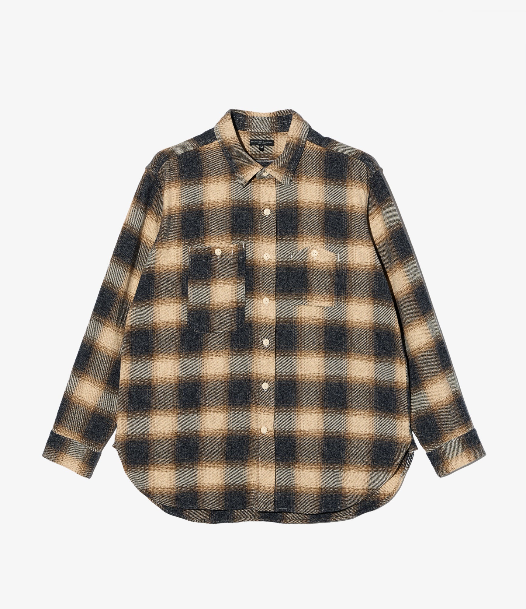 Work Shirt - Khaki Cotton Heavy Shadow Plaid Flannel