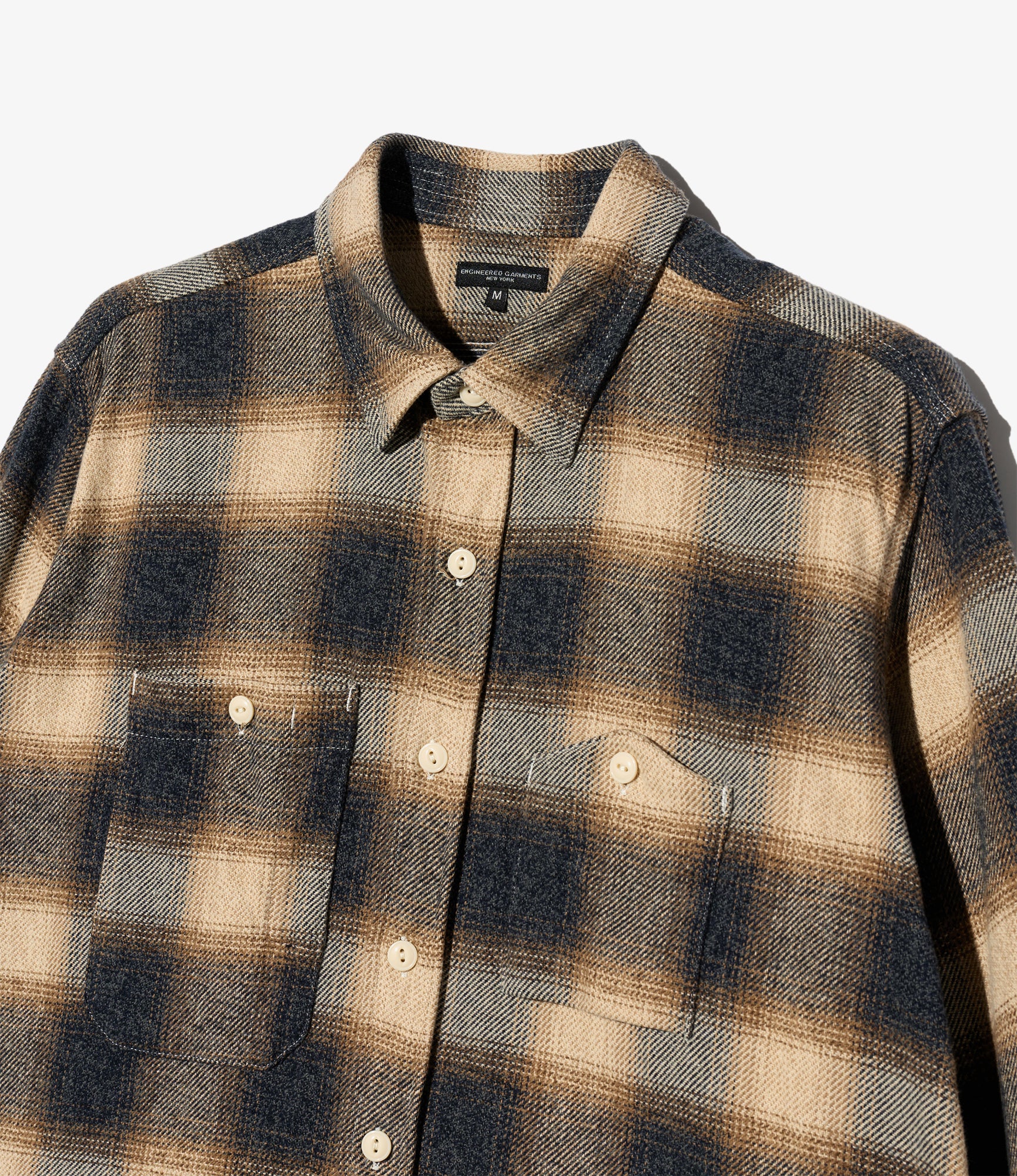 Work Shirt - Khaki Cotton Heavy Shadow Plaid Flannel
