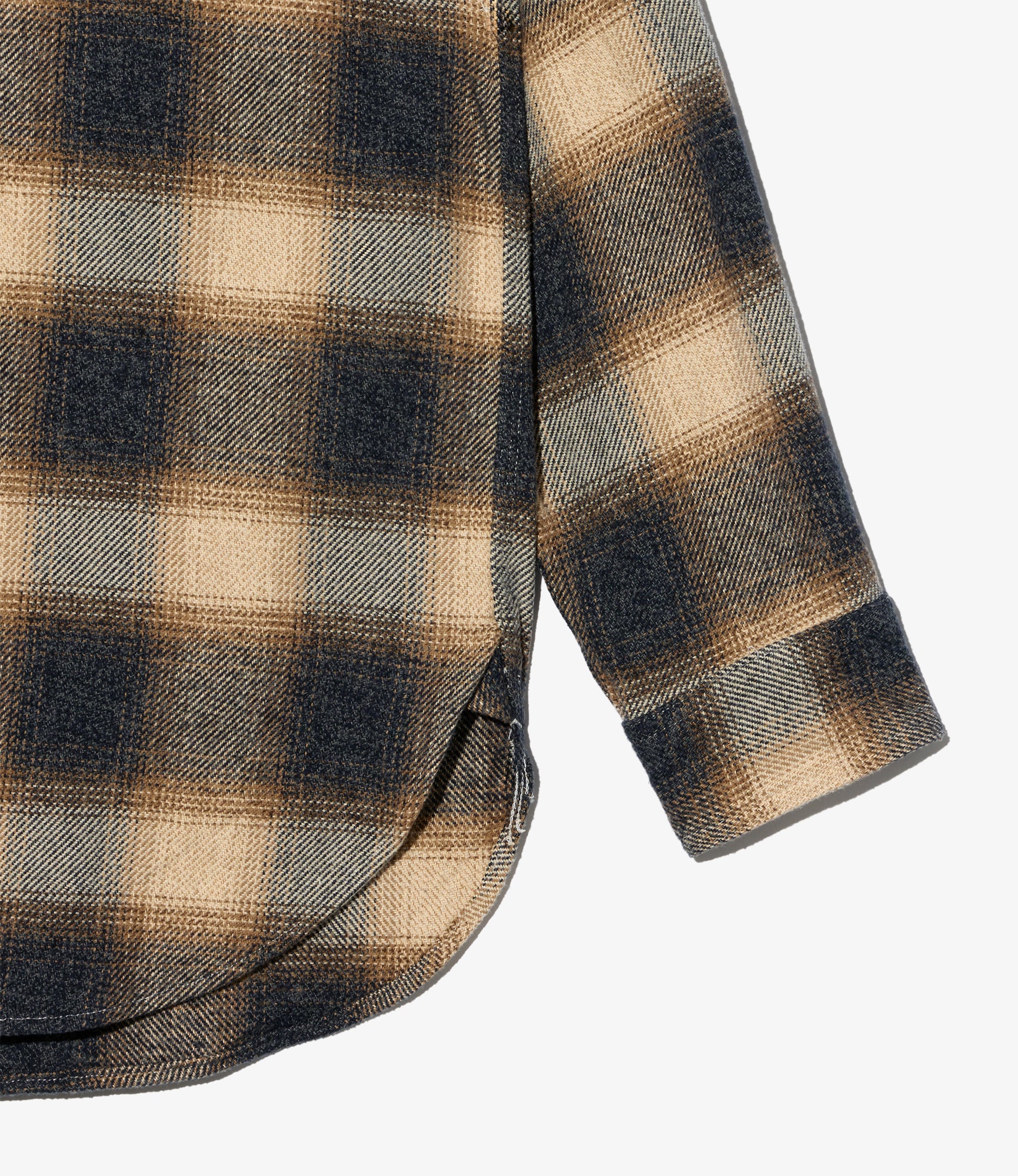 Work Shirt - Khaki Cotton Heavy Shadow Plaid Flannel