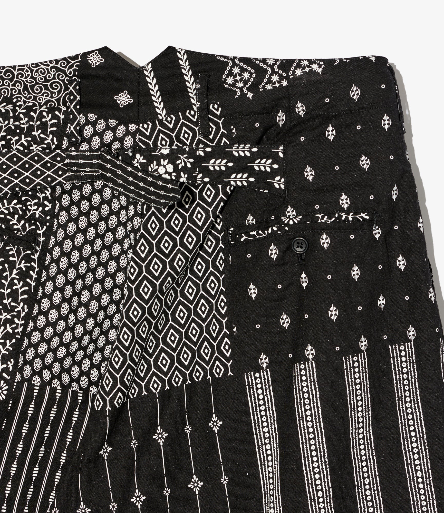 WP 3/4 Pant - Black/White Cotton Patchwork Print