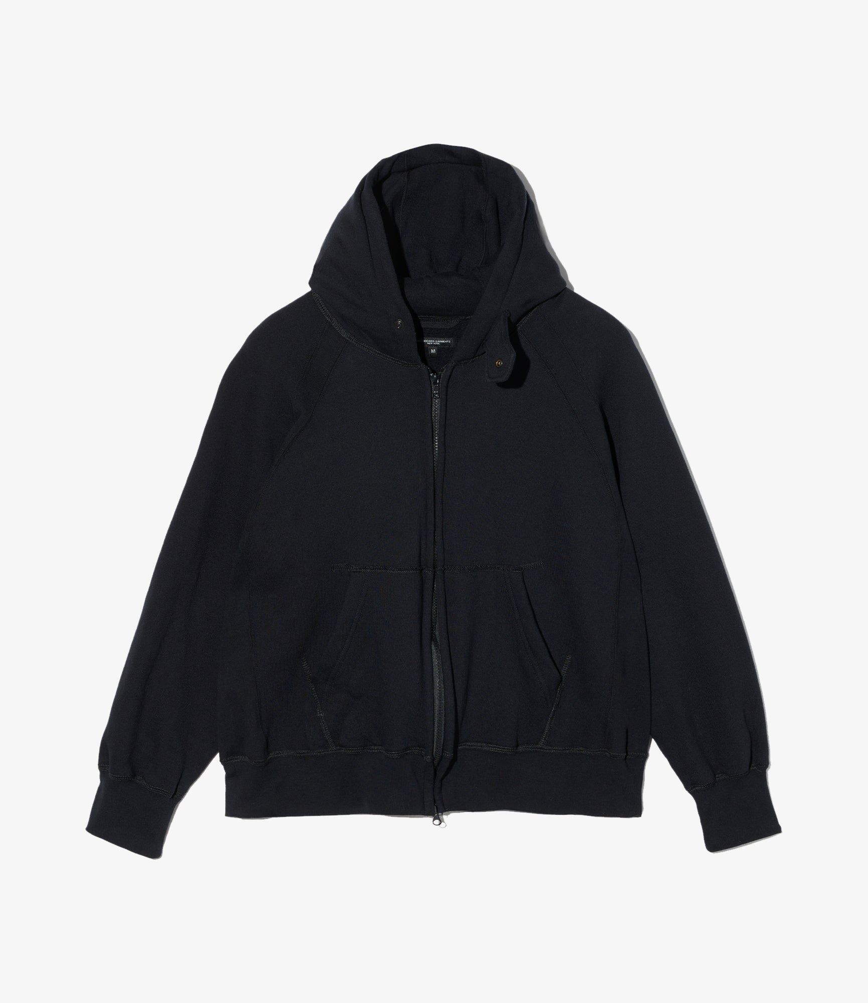 Zip Up Hoodie -Black 12oz Cotton Fleece