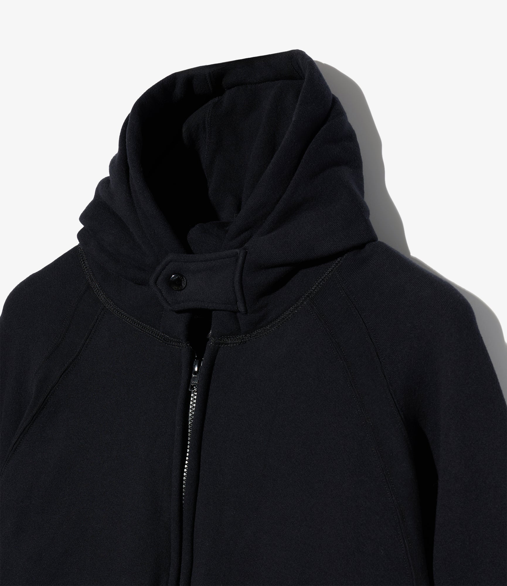 Zip Up Hoodie -Black 12oz Cotton Fleece