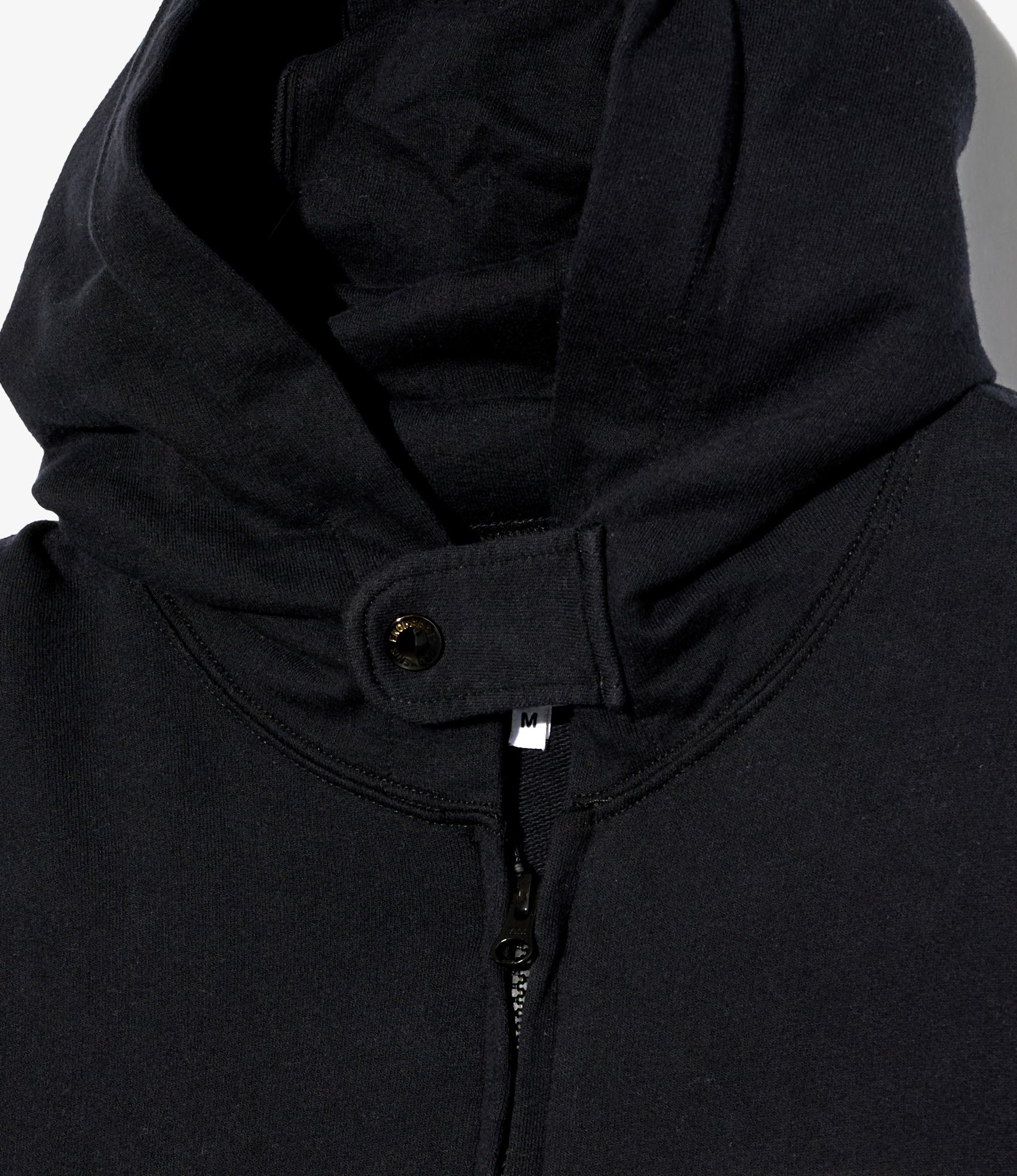 Zip Hoodie Solid - Black Cotton French Terry