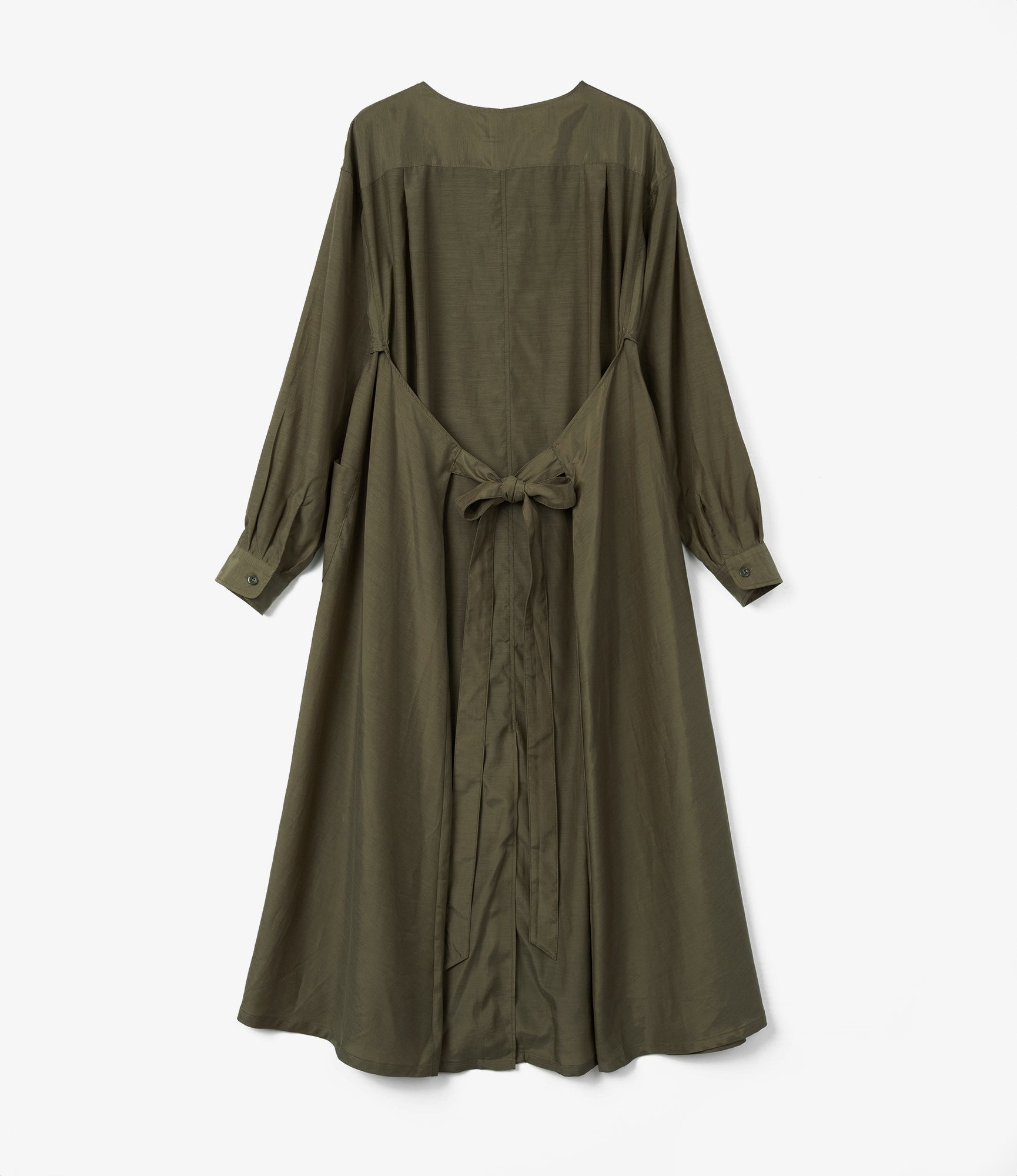 Women's Tie Dress - Olive Sheer Cupro