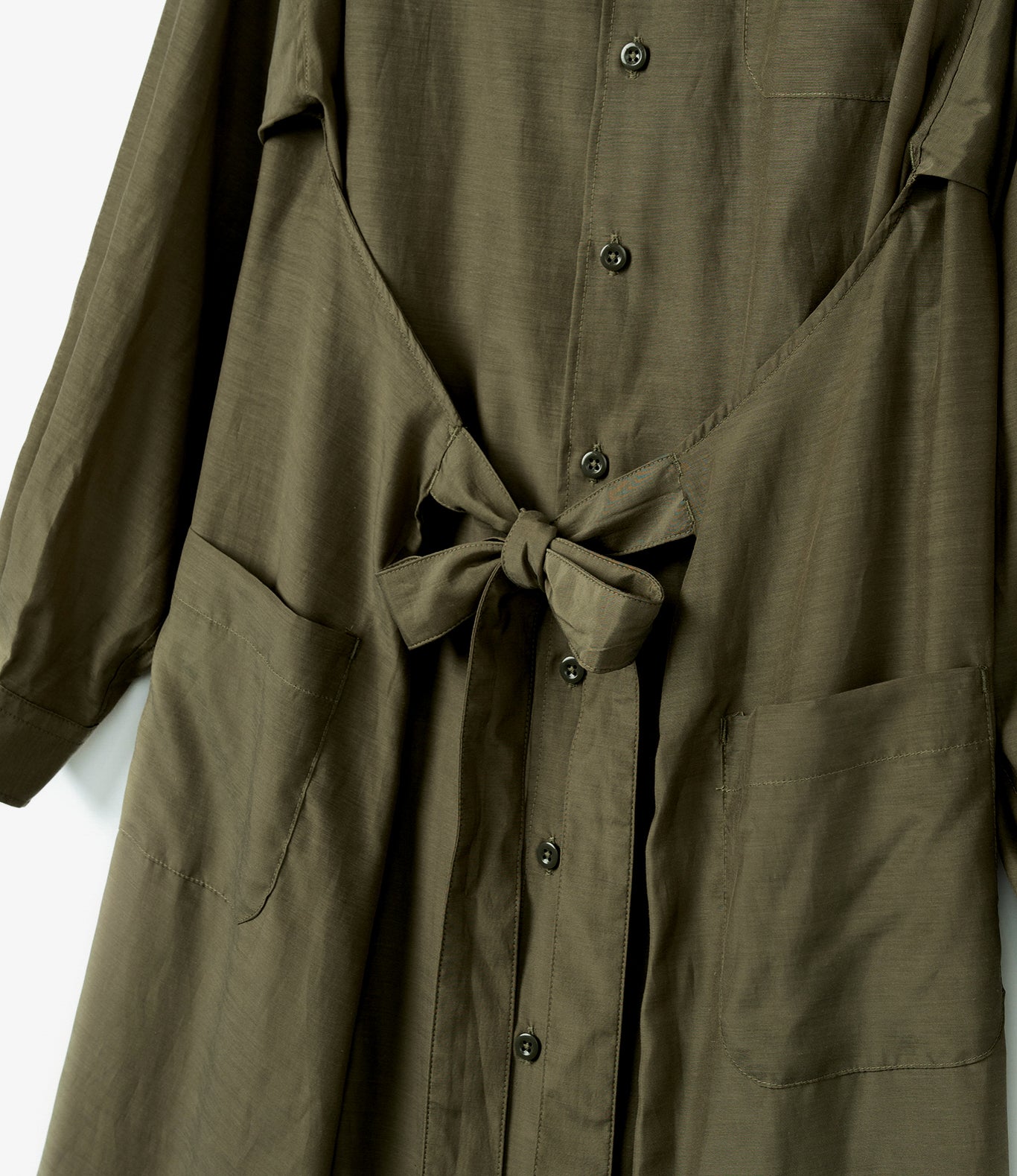 Women's Tie Dress - Olive Sheer Cupro