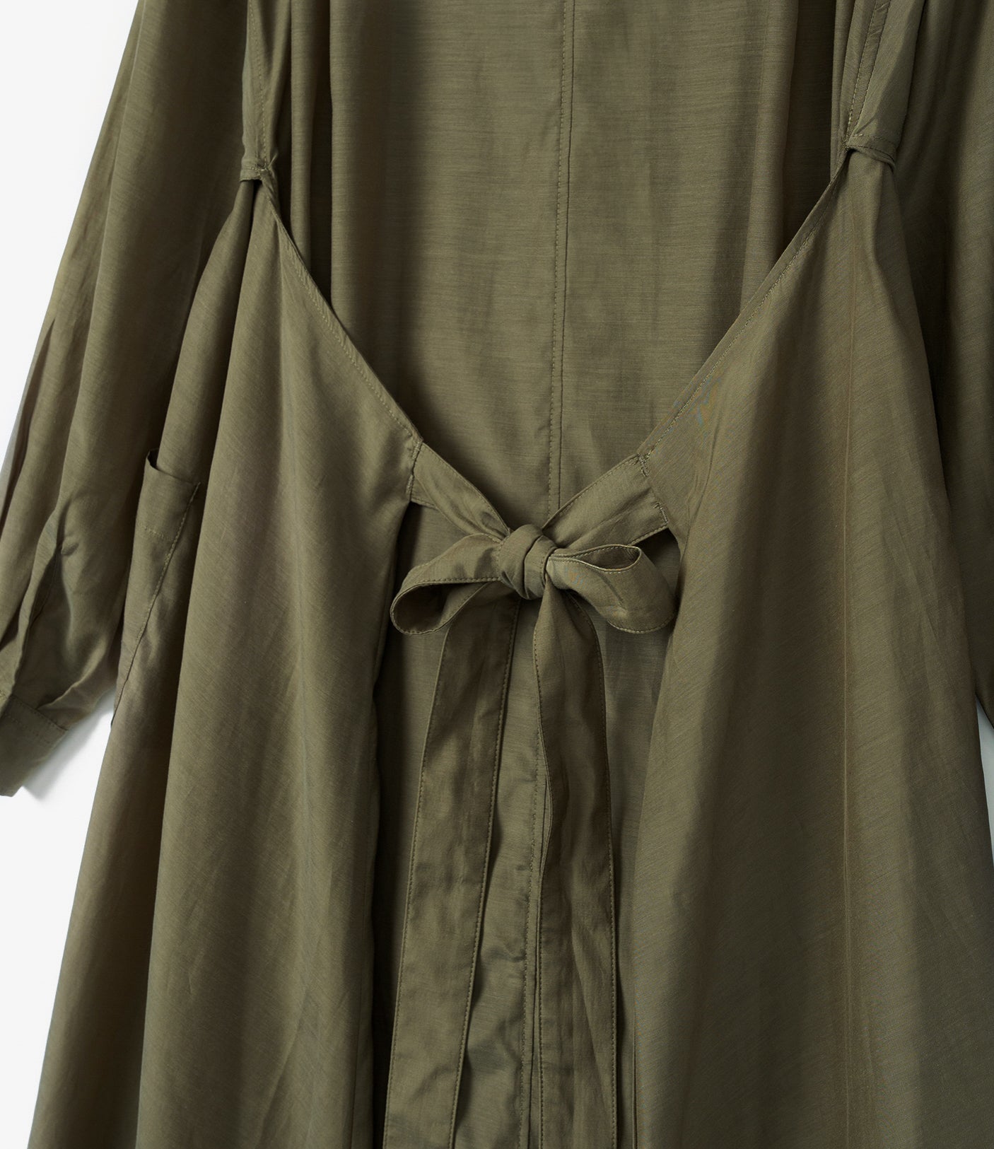 Women's Tie Dress - Olive Sheer Cupro