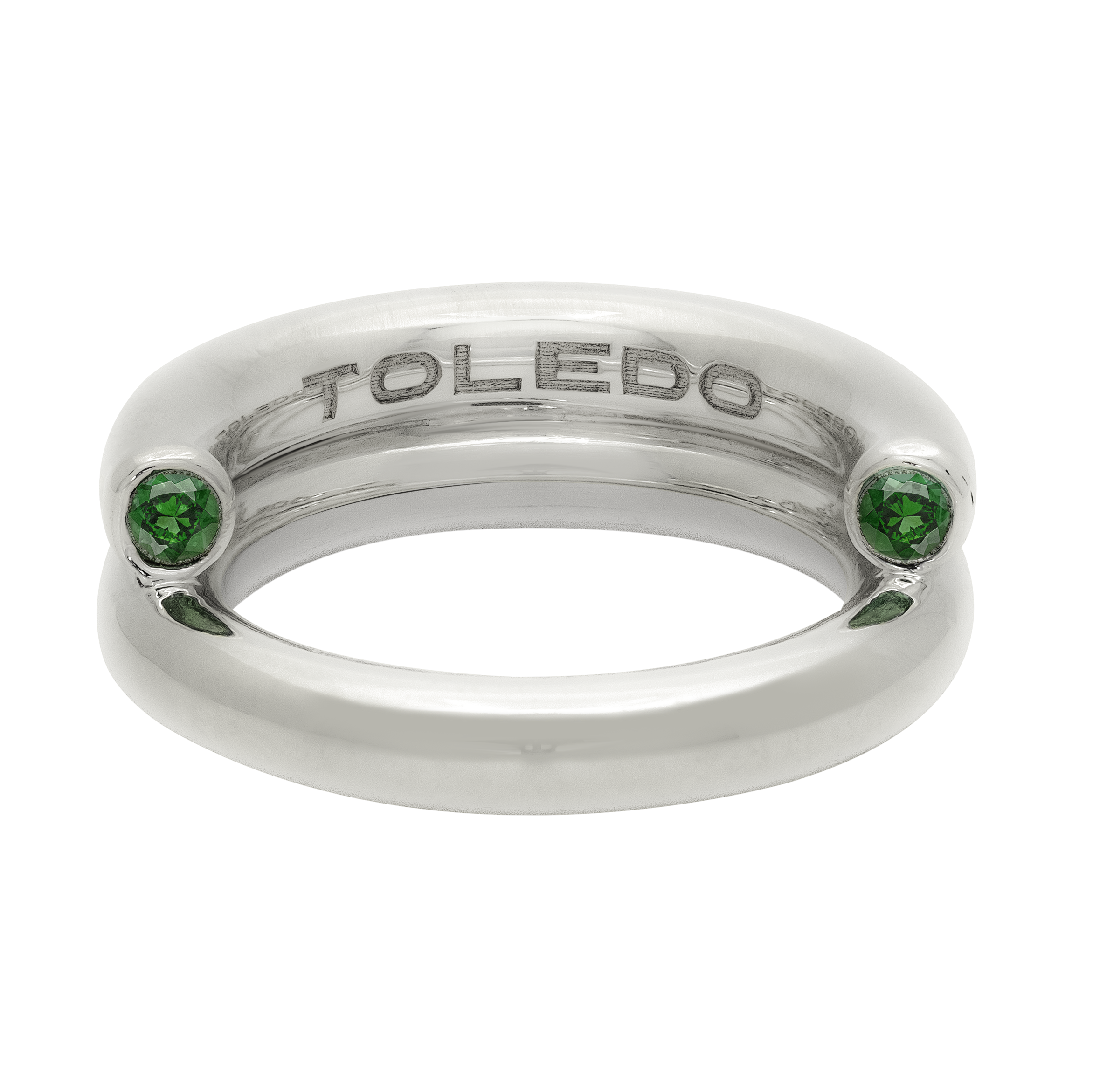 Hi-Beam Ring with emerald in sterling silver, handcrafted statement ring by TOLEDO Los Angeles
