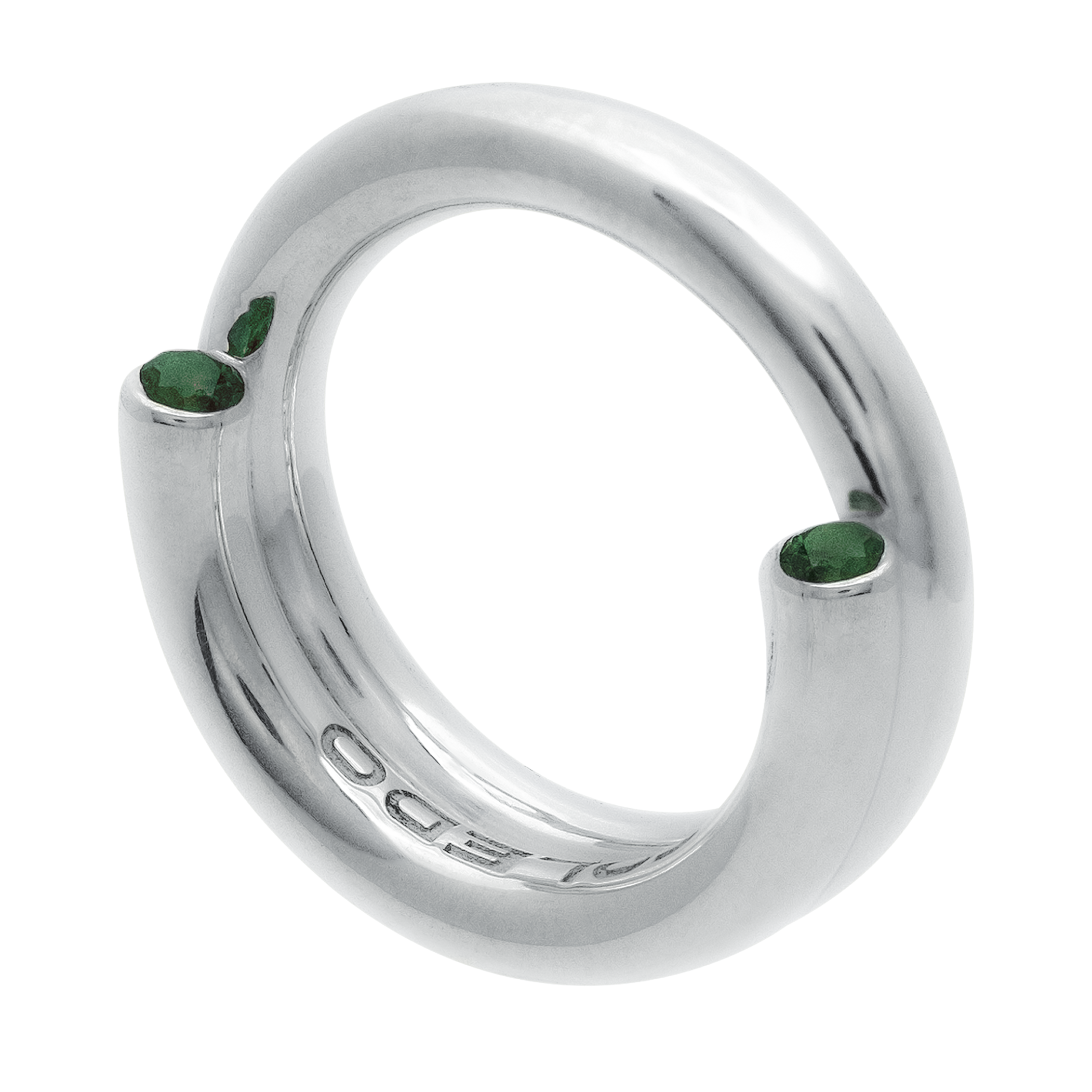 Hi-Beam Ring with emerald in sterling silver, handcrafted statement ring by TOLEDO Los Angeles
